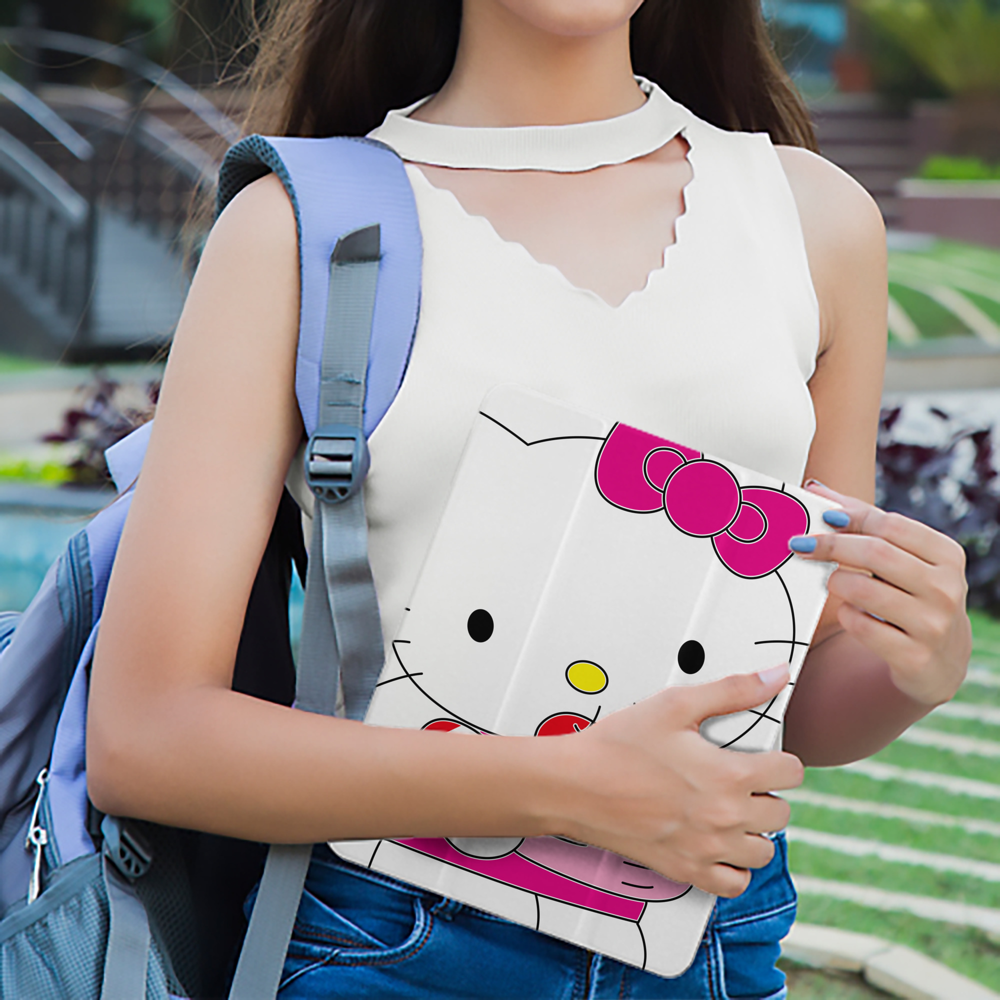 Hello Kitty ハローキティ IPad ケース ペン収納付き 三つ折りスタンド PUレザー×シリコン 対応機種9.5/10.5/10.9インチ