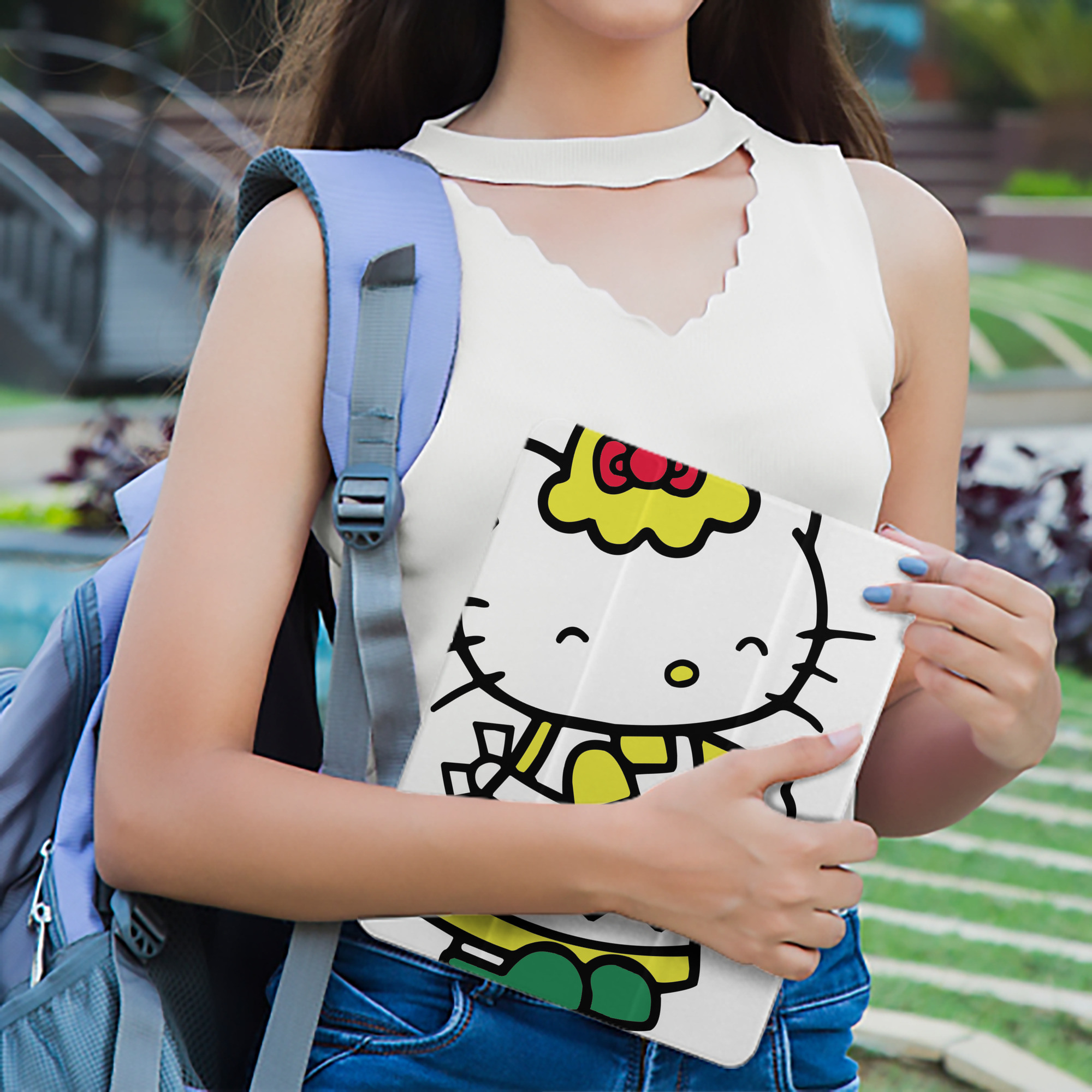 Hello Kitty ハローキティ IPad ケース ペン収納付き 三つ折りスタンド PUレザー×シリコン 対応機種9.5/10.5/10.9インチ