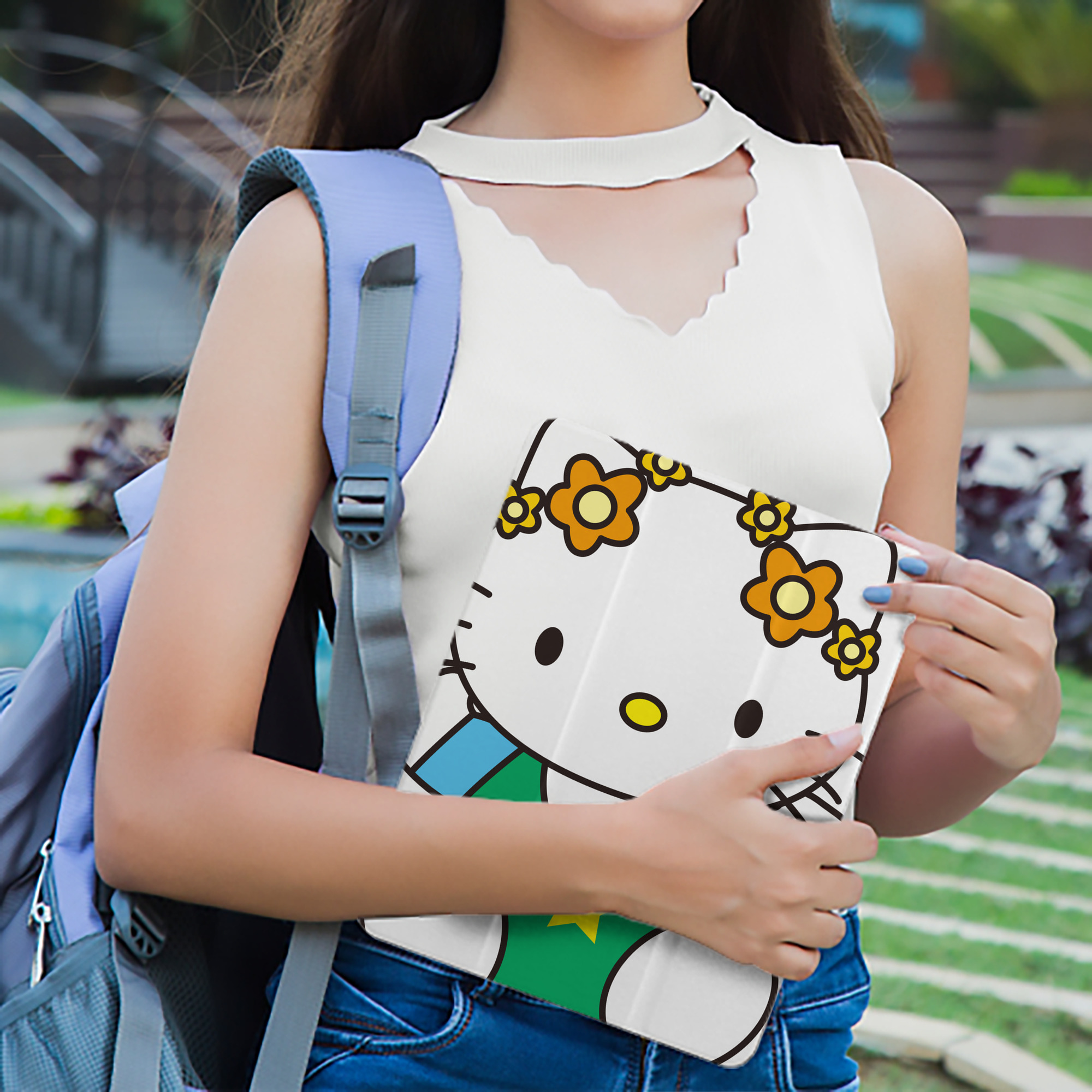 Hello Kitty ハローキティ IPad ケース ペン収納付き 三つ折りスタンド PUレザー×シリコン 対応機種9.5/10.5/10.9インチ