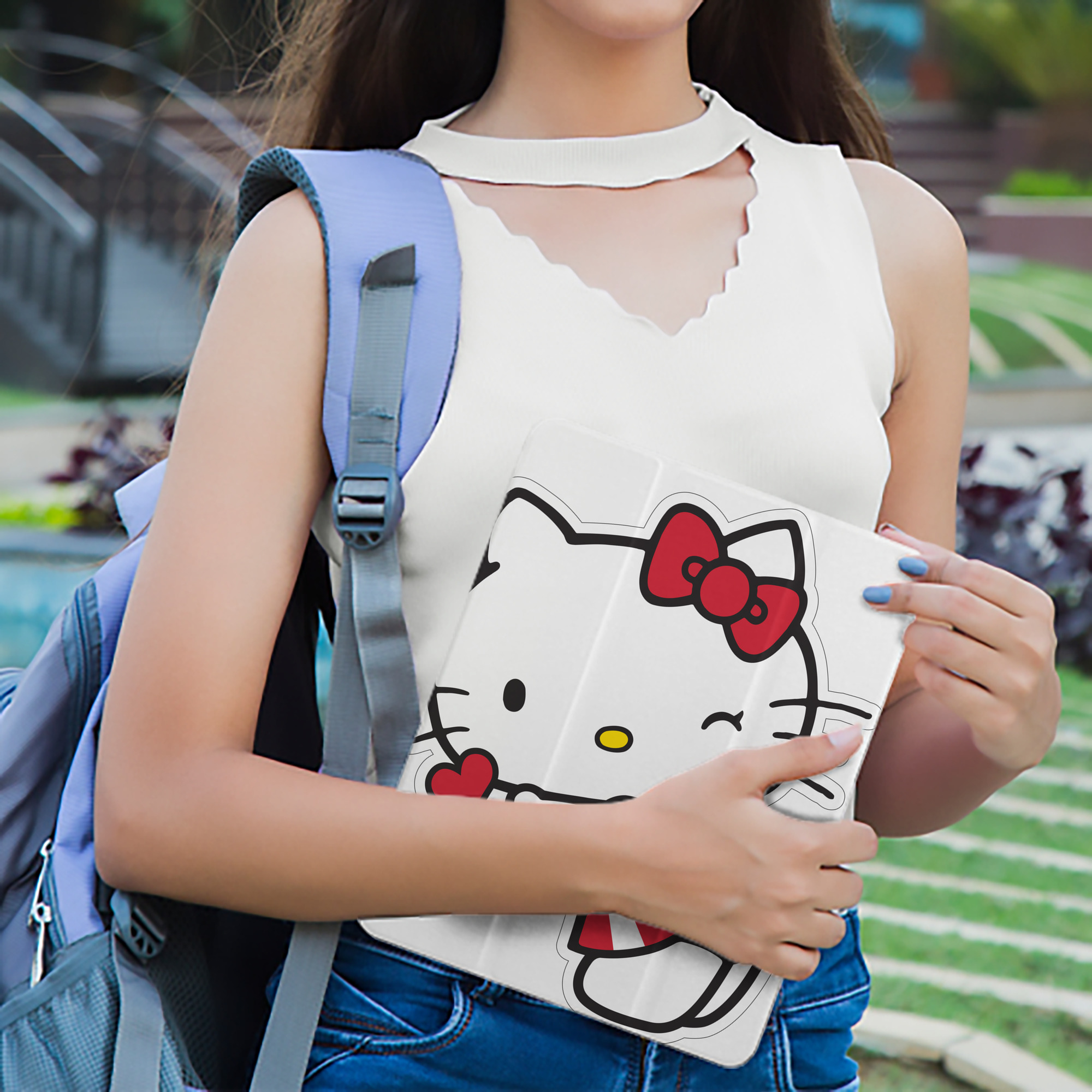 Hello Kitty ハローキティ IPad ケース ペン収納付き 三つ折りスタンド PUレザー×シリコン 対応機種9.5/10.5/10.9インチ
