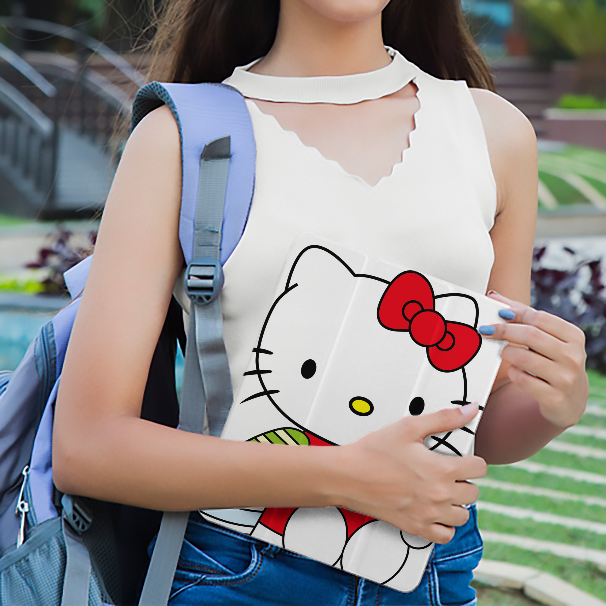 Hello Kitty ハローキティ IPad ケース ペン収納付き 三つ折りスタンド PUレザー×シリコン 対応機種9.5/10.5/10.9インチ