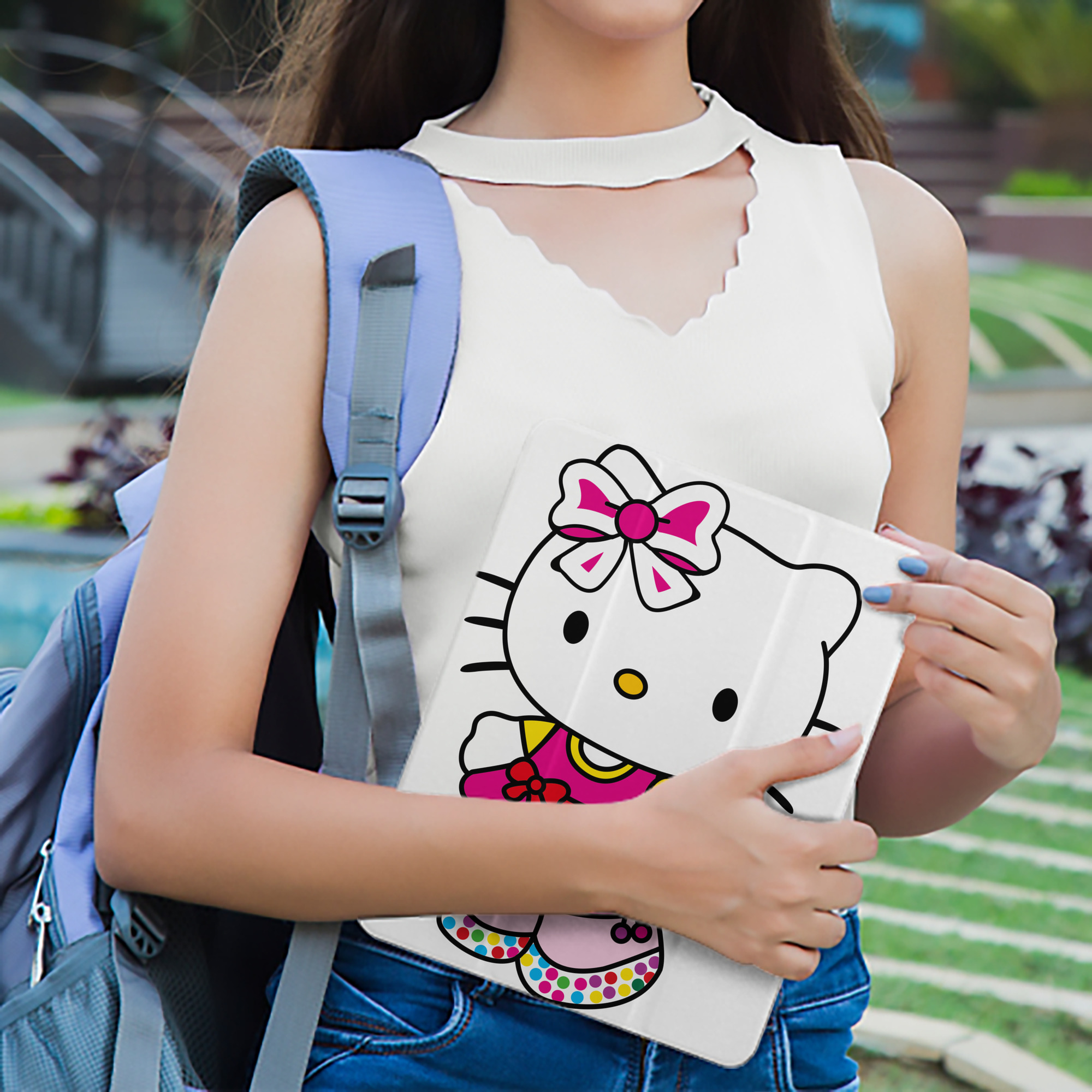 Hello Kitty ハローキティ IPad ケース ペン収納付き 三つ折りスタンド PUレザー×シリコン 対応機種9.5/10.5/10.9インチ