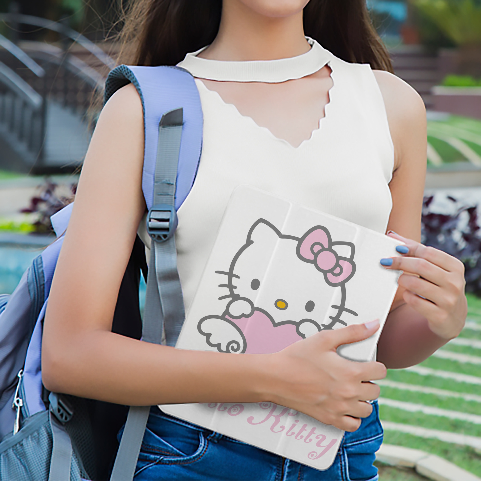Hello Kitty ハローキティ IPad ケース ペン収納付き 三つ折りスタンド PUレザー×シリコン 対応機種9.5/10.5/10.9インチ