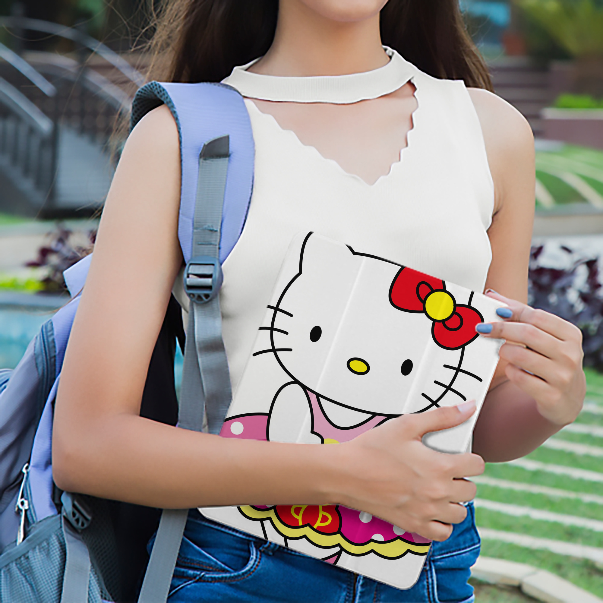 Hello Kitty ハローキティ IPad ケース ペン収納付き 三つ折りスタンド PUレザー×シリコン 対応機種9.5/10.5/10.9インチ