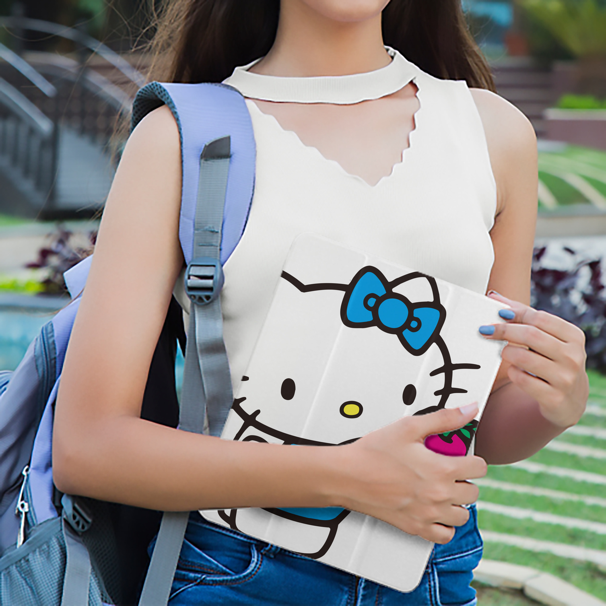 Hello Kitty ハローキティ IPad ケース ペン収納付き 三つ折りスタンド PUレザー×シリコン 対応機種9.5/10.5/10.9インチ