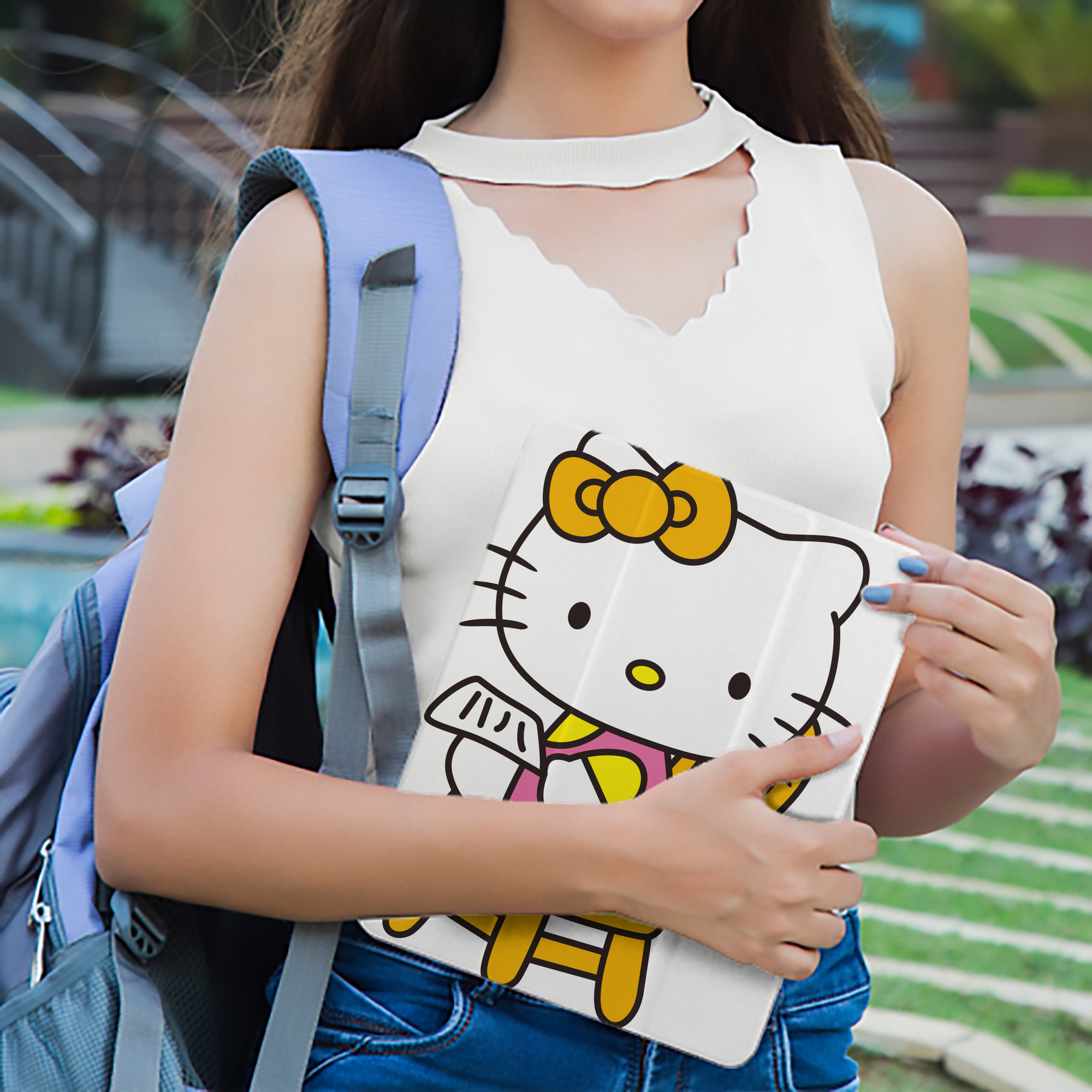 Hello Kitty ハローキティ IPad ケース ペン収納付き 三つ折りスタンド PUレザー×シリコン 対応機種9.5/10.5/10.9インチ