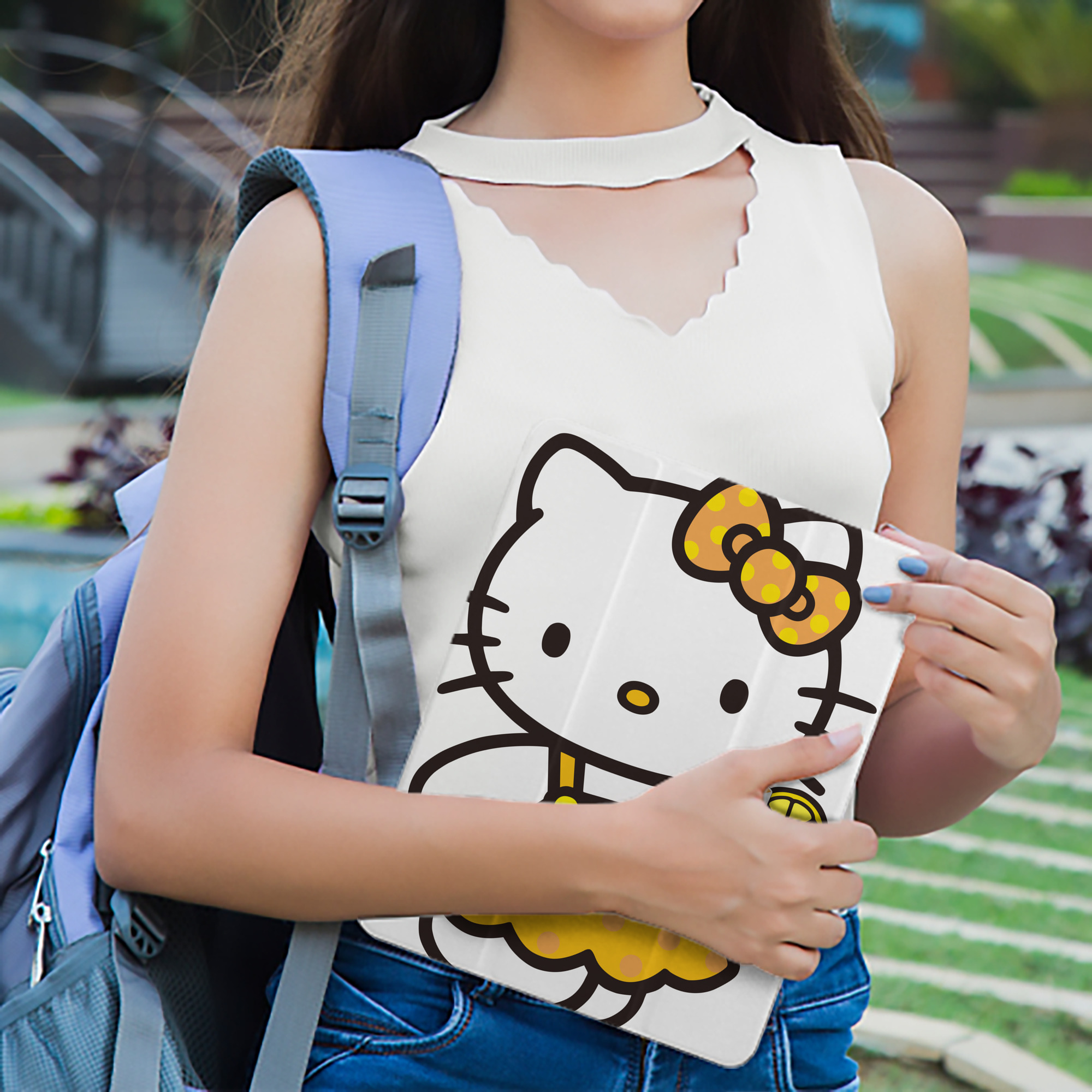 Hello Kitty ハローキティ IPad ケース ペン収納付き 三つ折りスタンド PUレザー×シリコン 対応機種9.5/10.5/10.9インチ
