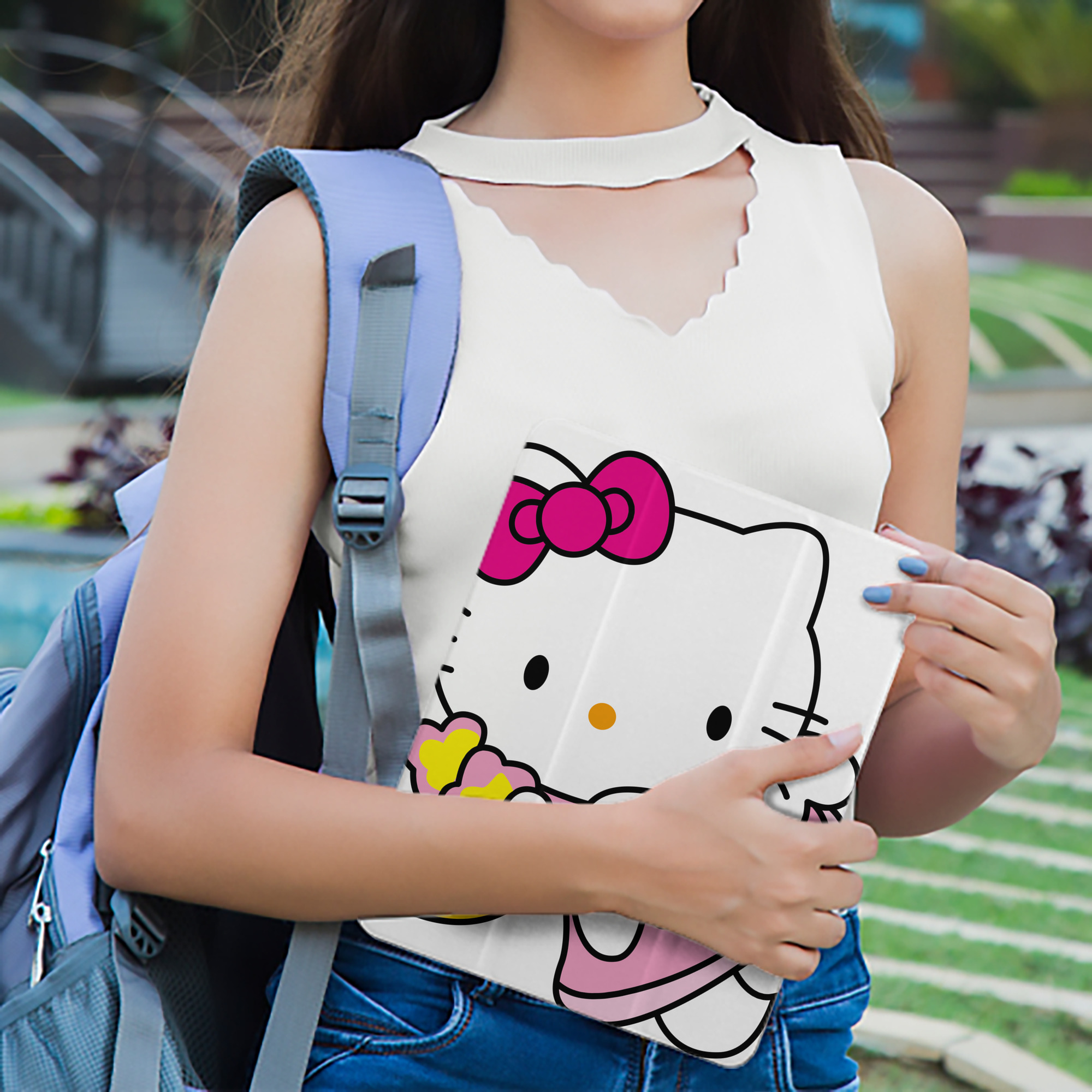 Hello Kitty ハローキティ IPad ケース ペン収納付き 三つ折りスタンド PUレザー×シリコン 対応機種9.5/10.5/10.9インチ