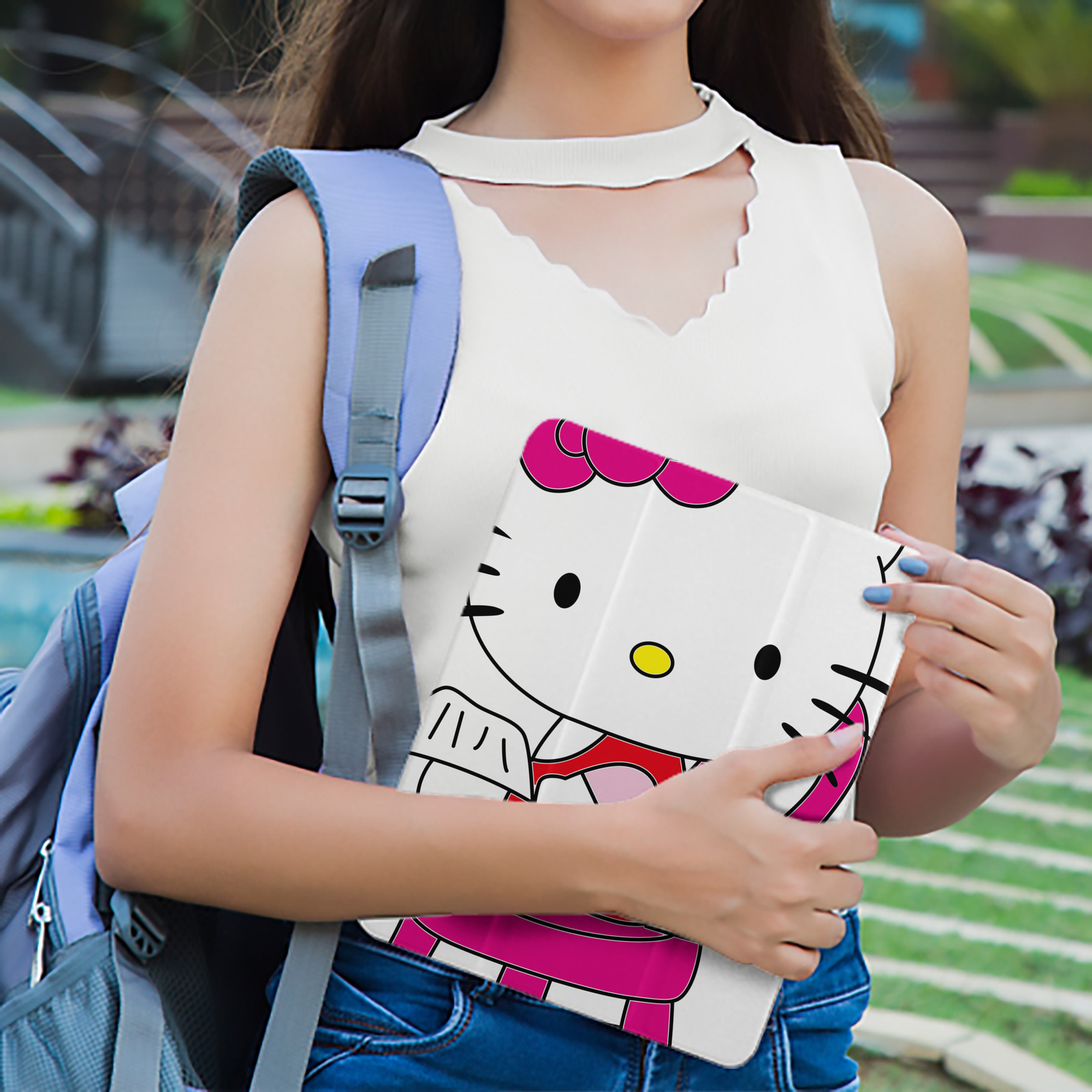 Hello Kitty ハローキティ IPad ケース ペン収納付き 三つ折りスタンド PUレザー×シリコン 対応機種9.5/10.5/10.9インチ