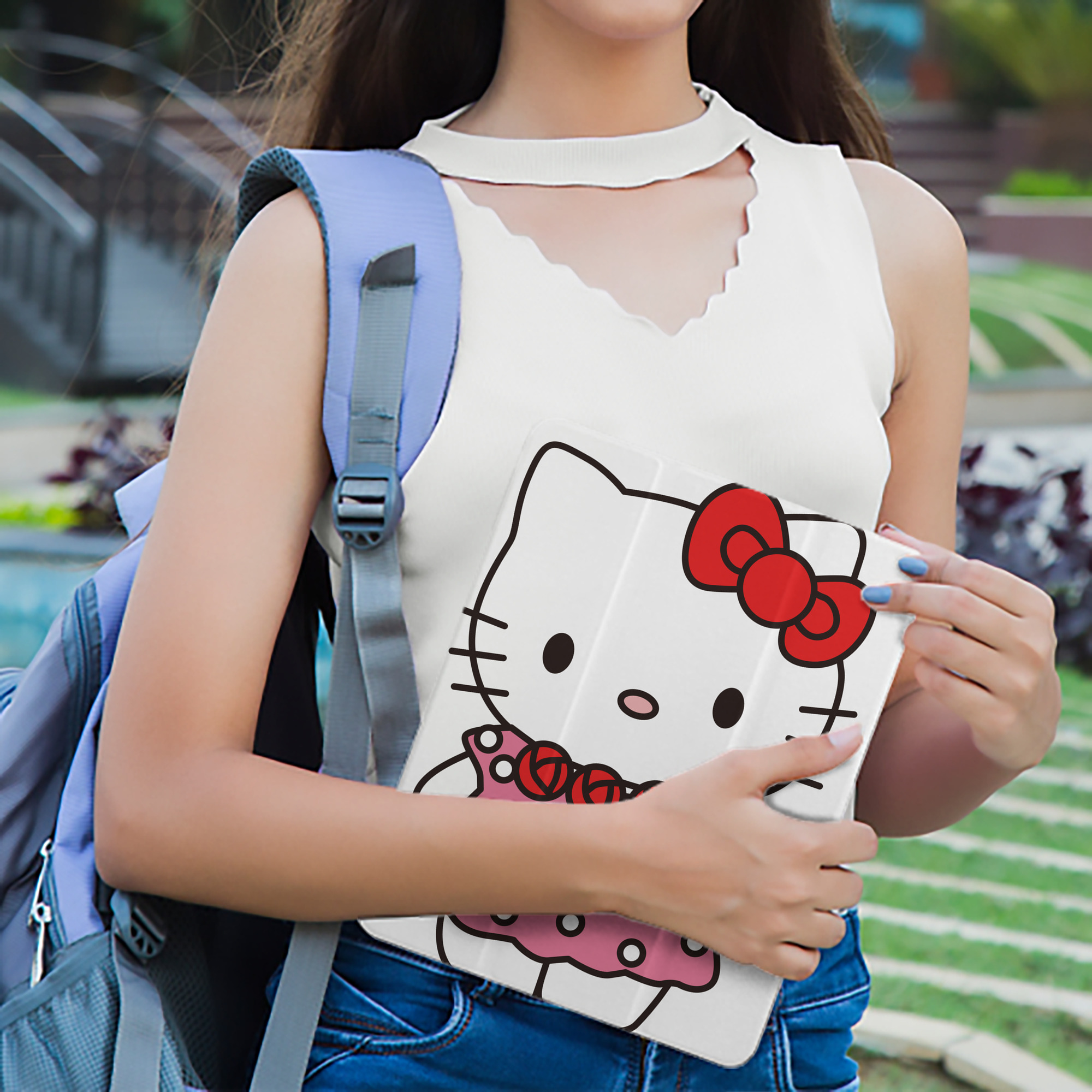 Hello Kitty ハローキティ IPad ケース ペン収納付き 三つ折りスタンド PUレザー×シリコン 対応機種9.5/10.5/10.9インチ