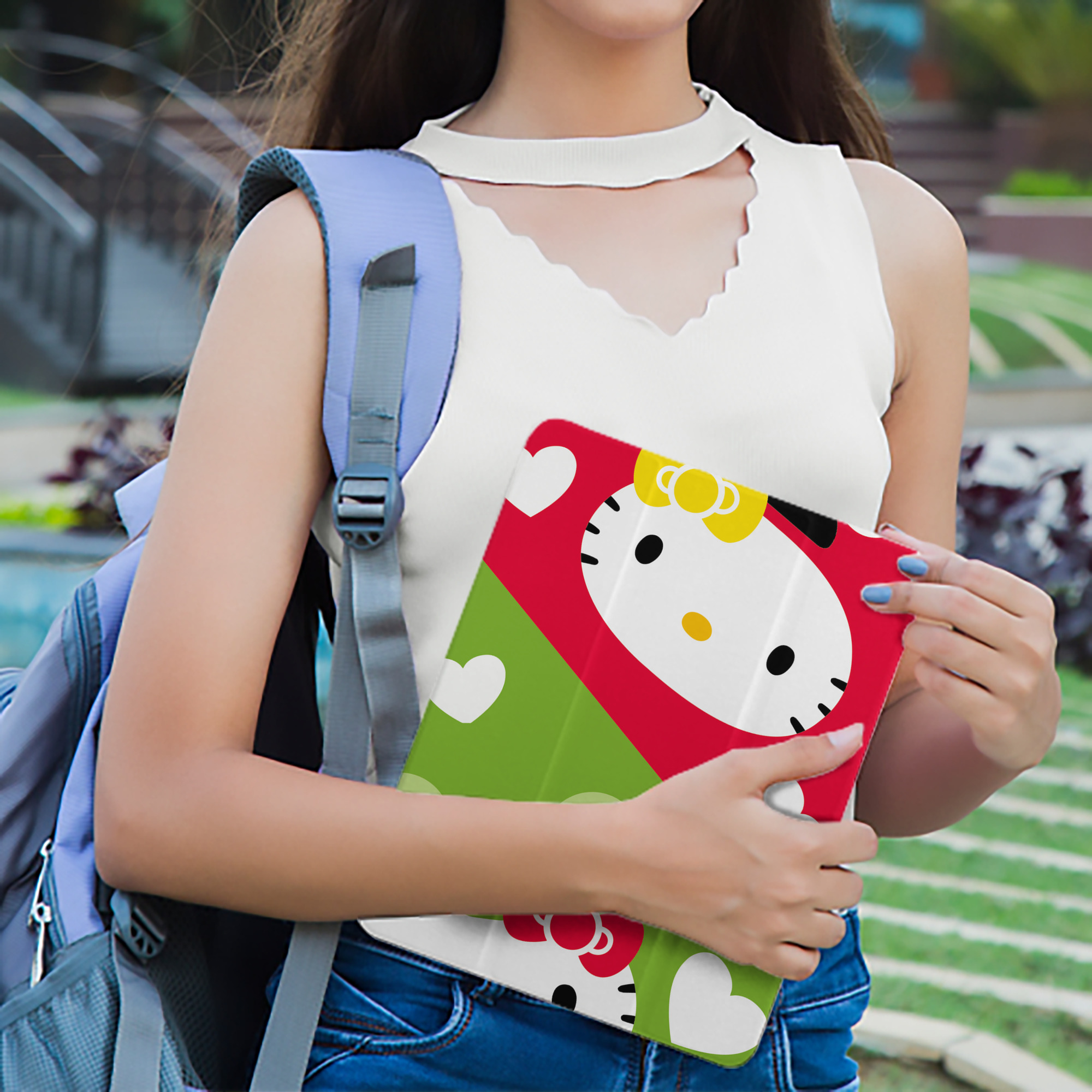 Hello Kitty ハローキティ IPad ケース ペン収納付き 三つ折りスタンド PUレザー×シリコン 対応機種9.5/10.5/10.9インチ