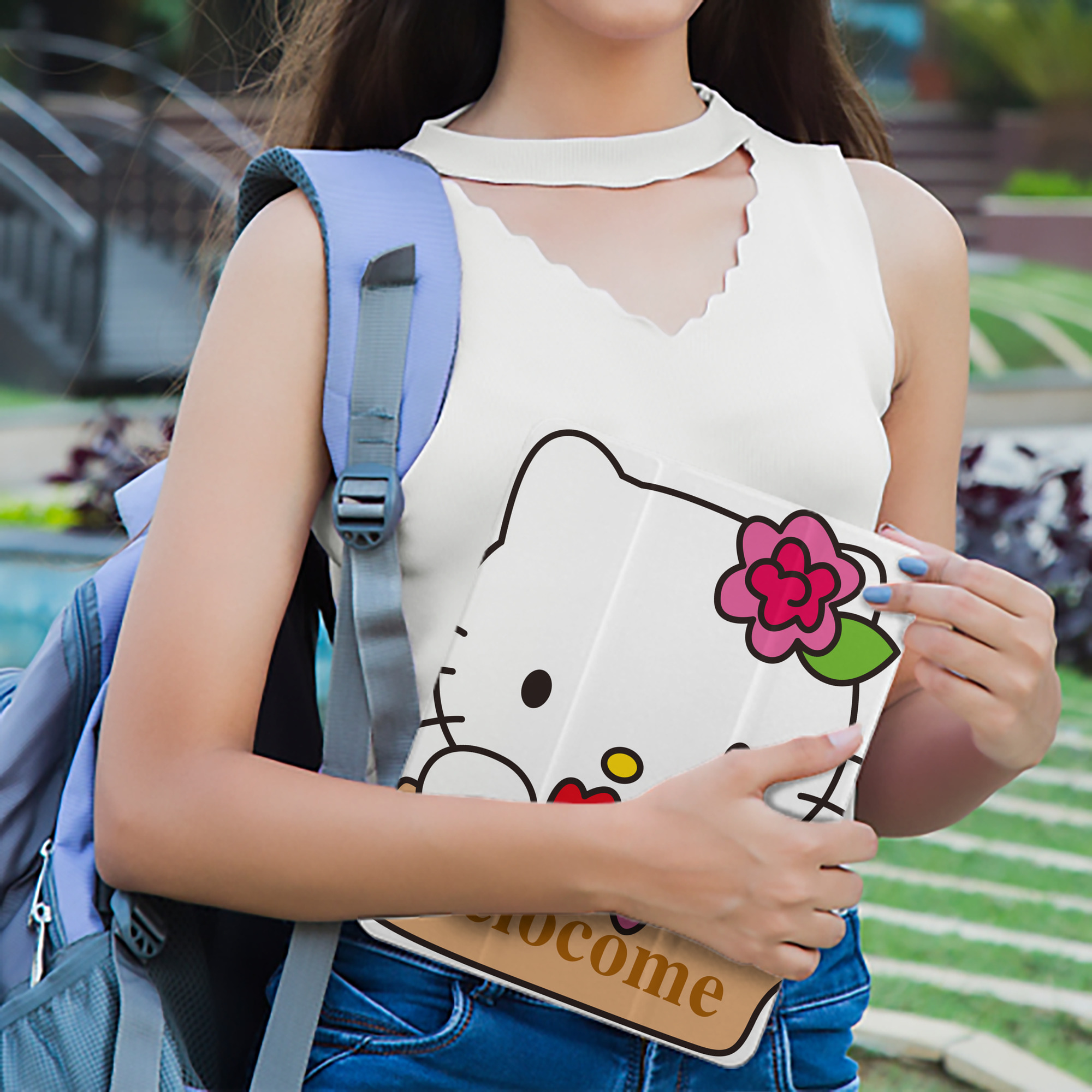 Hello Kitty ハローキティ IPad ケース ペン収納付き 三つ折りスタンド PUレザー×シリコン 対応機種9.5/10.5/10.9インチ