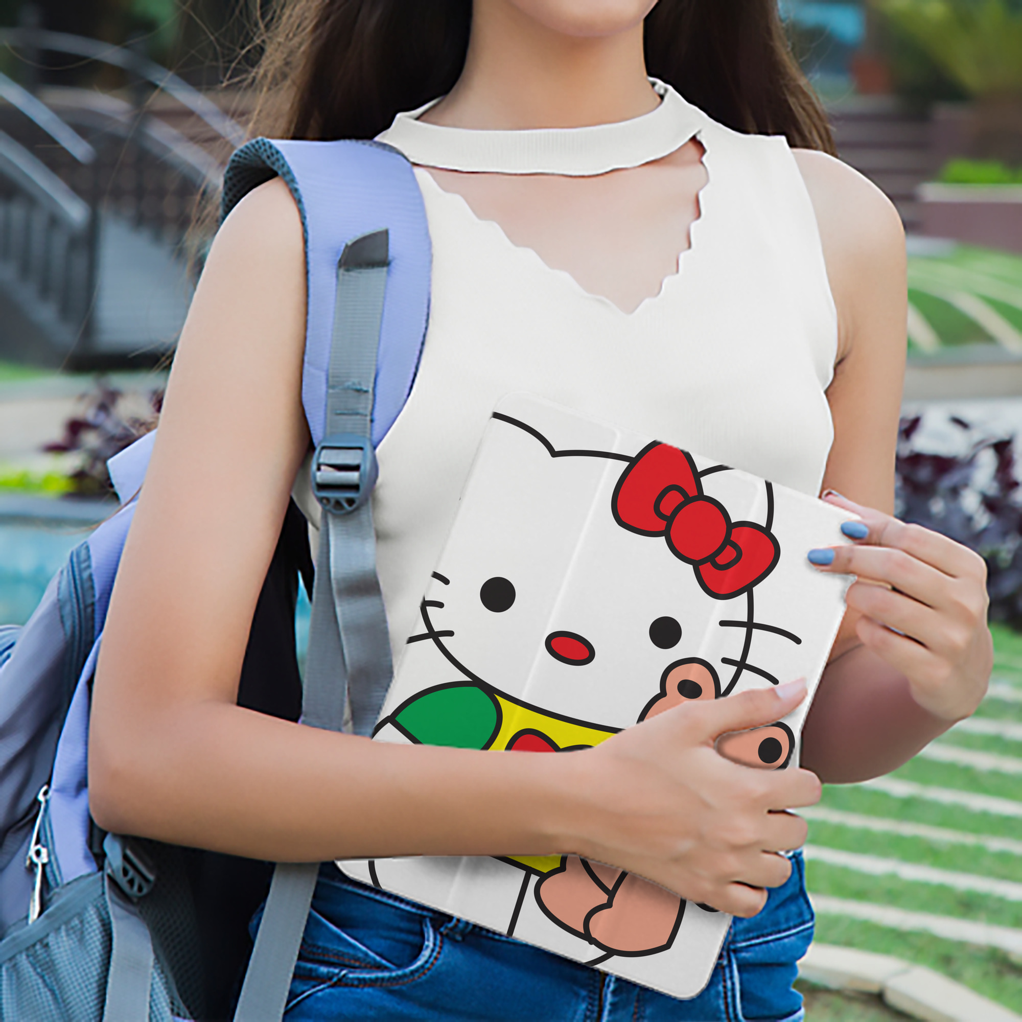 Hello Kitty ハローキティ IPad ケース ペン収納付き 三つ折りスタンド PUレザー×シリコン 対応機種9.5/10.5/10.9インチ