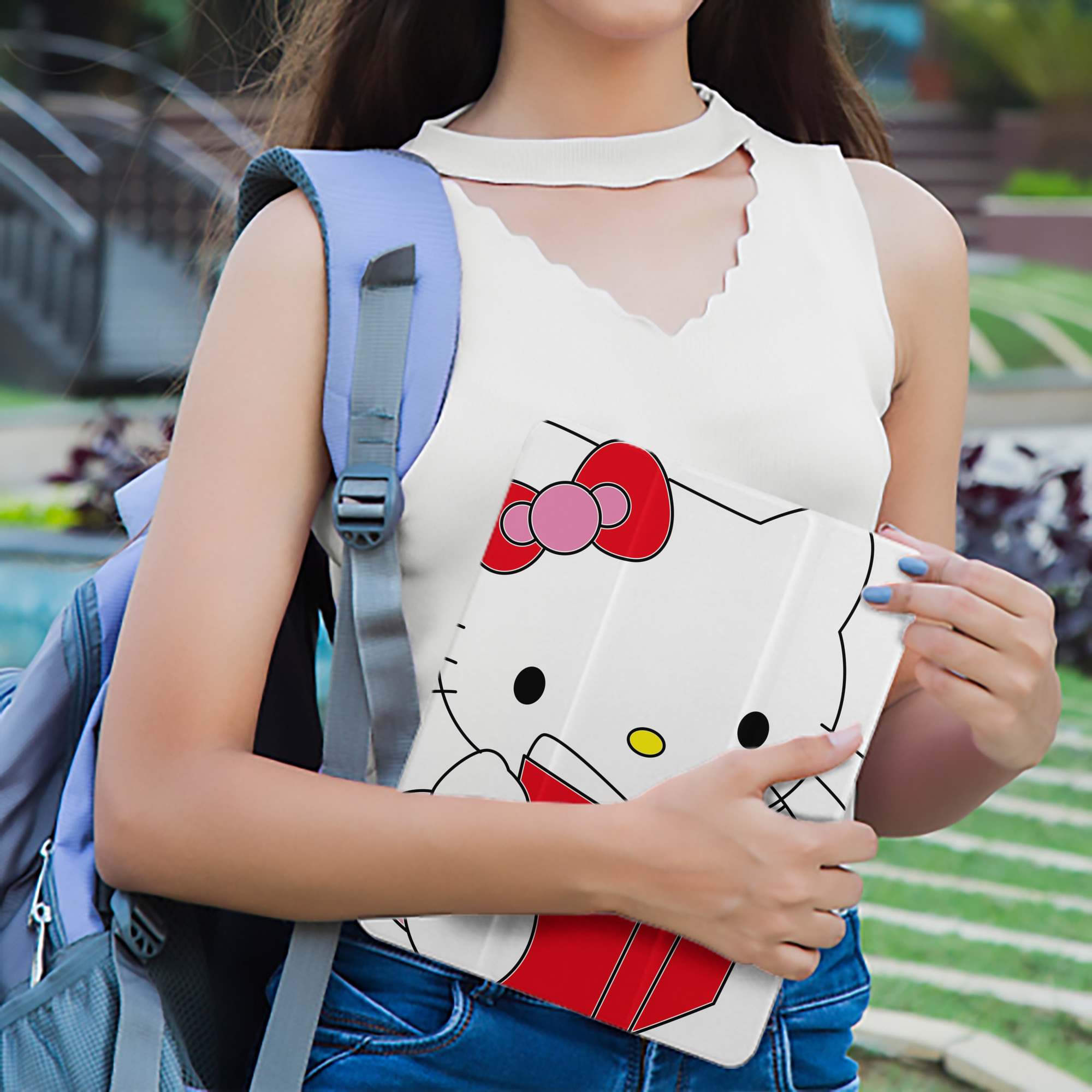Hello Kitty ハローキティ IPad ケース ペン収納付き 三つ折りスタンド PUレザー×シリコン 対応機種9.5/10.5/10.9インチ