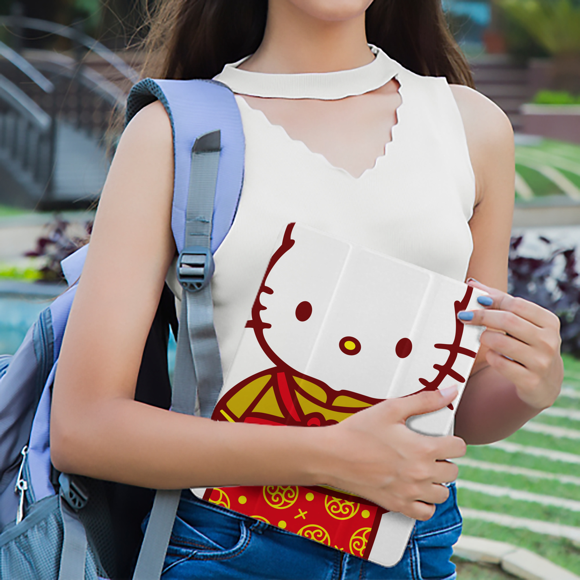 Hello Kitty ハローキティ IPad ケース ペン収納付き 三つ折りスタンド PUレザー×シリコン 対応機種9.5/10.5/10.9インチ