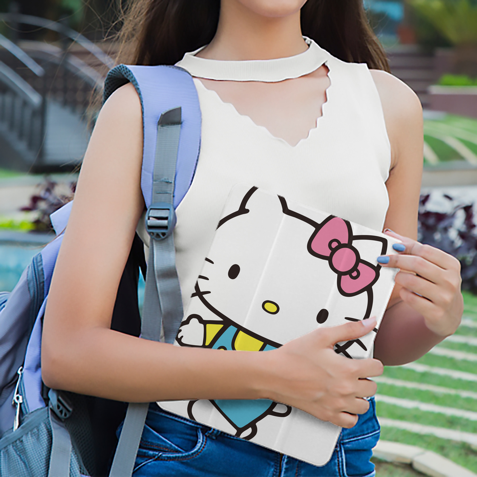 Hello Kitty ハローキティ IPad ケース ペン収納付き 三つ折りスタンド PUレザー×シリコン 対応機種9.5/10.5/10.9インチ