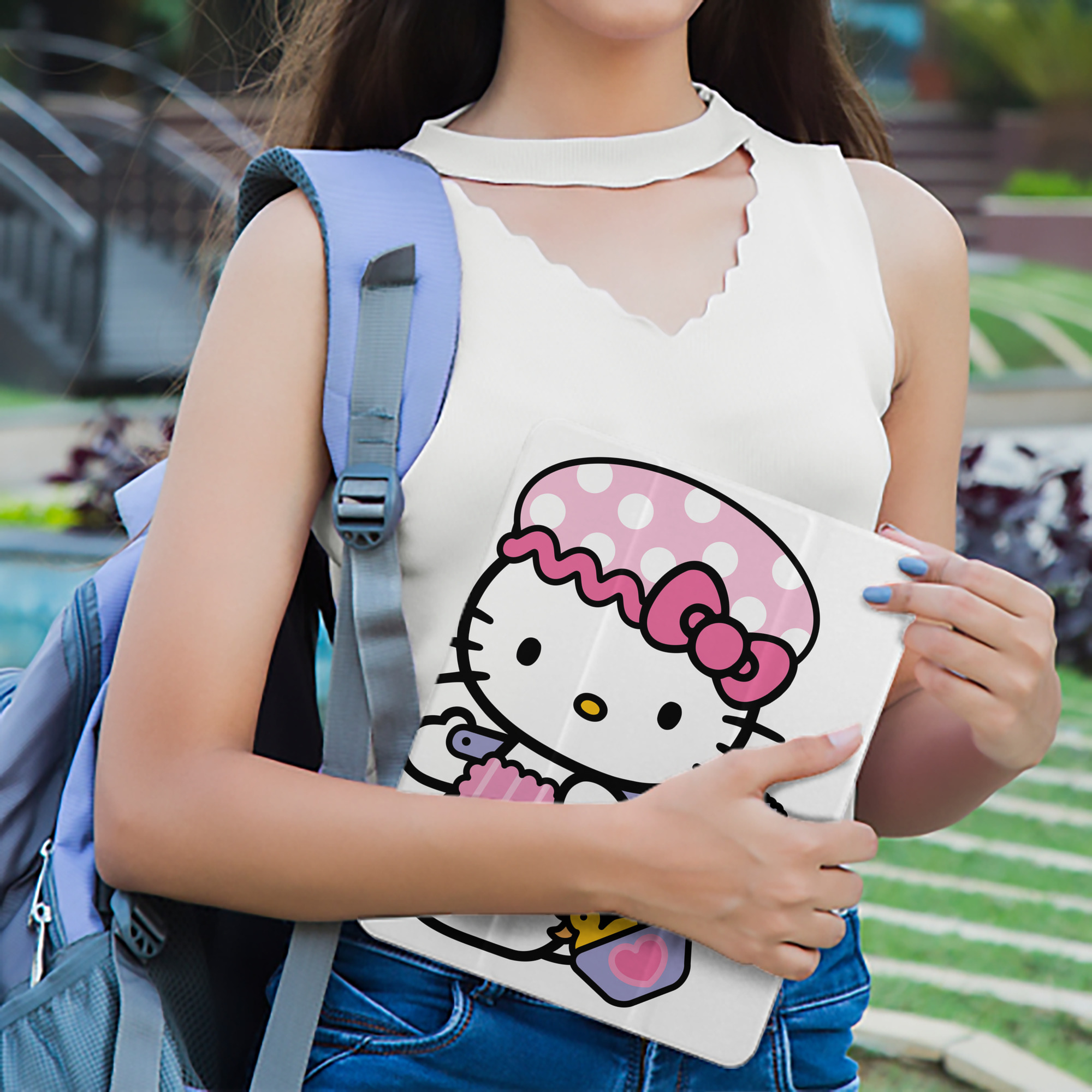 Hello Kitty ハローキティ IPad ケース ペン収納付き 三つ折りスタンド PUレザー×シリコン 対応機種9.5/10.5/10.9インチ