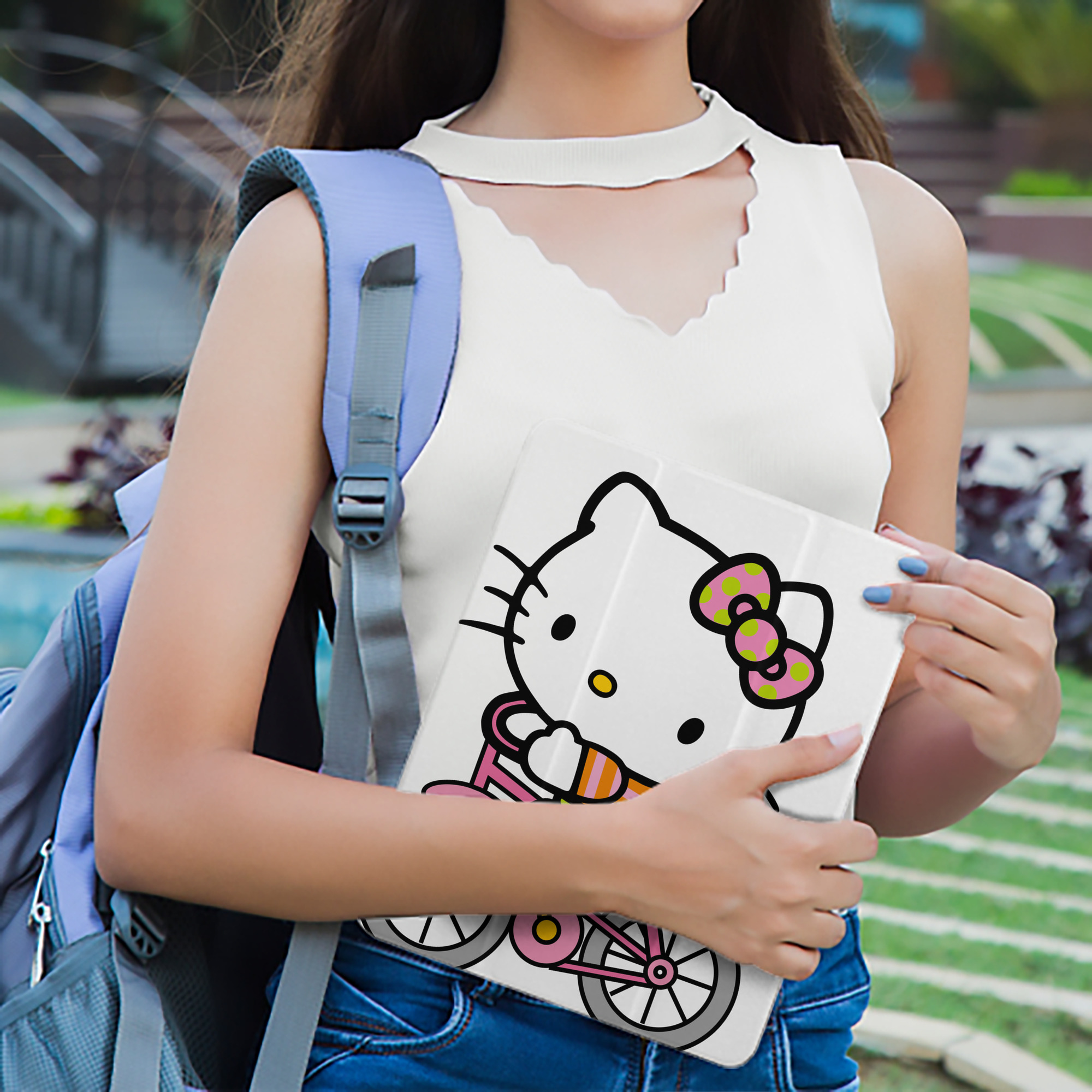 Hello Kitty ハローキティ IPad ケース ペン収納付き 三つ折りスタンド PUレザー×シリコン 対応機種9.5/10.5/10.9インチ