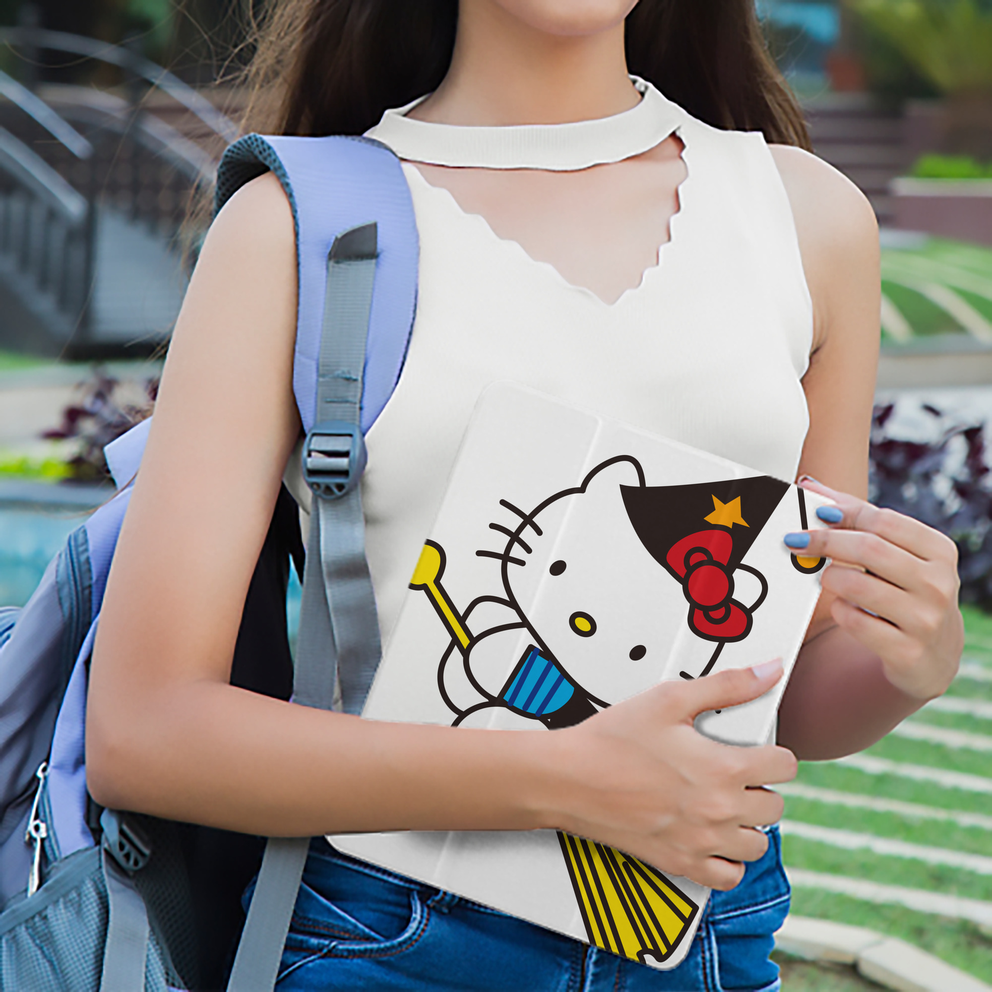 Hello Kitty ハローキティ IPad ケース ペン収納付き 三つ折りスタンド PUレザー×シリコン 対応機種9.5/10.5/10.9インチ