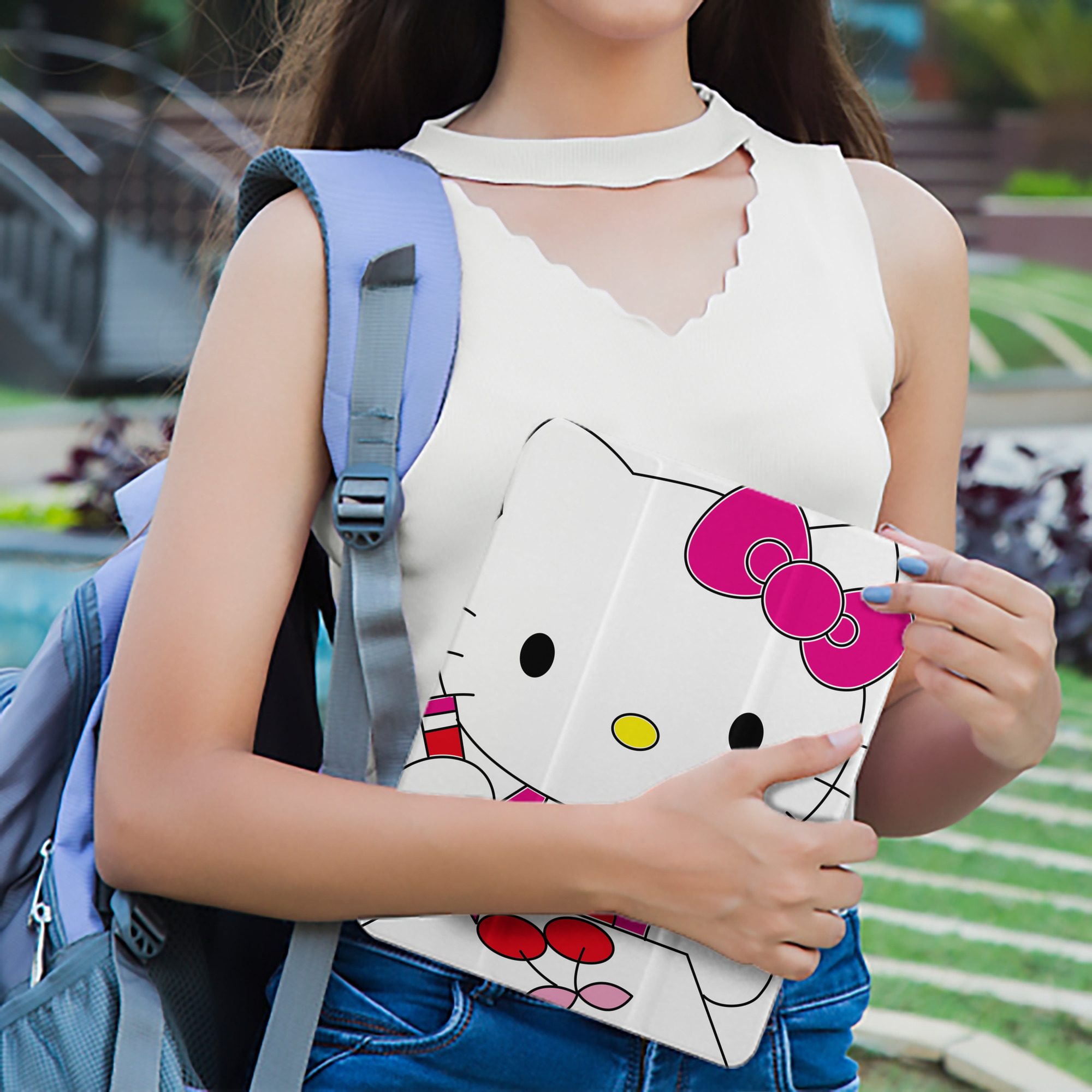 Hello Kitty ハローキティ IPad ケース ペン収納付き 三つ折りスタンド PUレザー×シリコン 対応機種9.5/10.5/10.9インチ