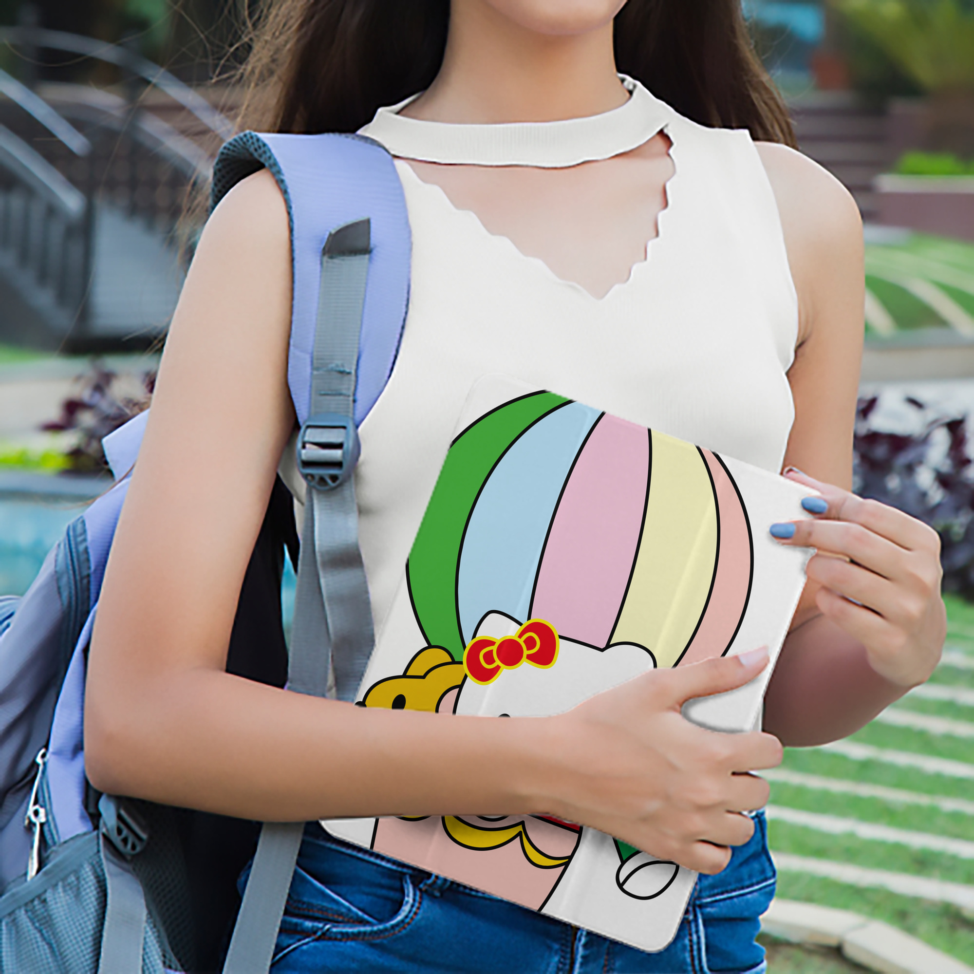 Hello Kitty ハローキティ IPad ケース ペン収納付き 三つ折りスタンド PUレザー×シリコン 対応機種9.5/10.5/10.9インチ
