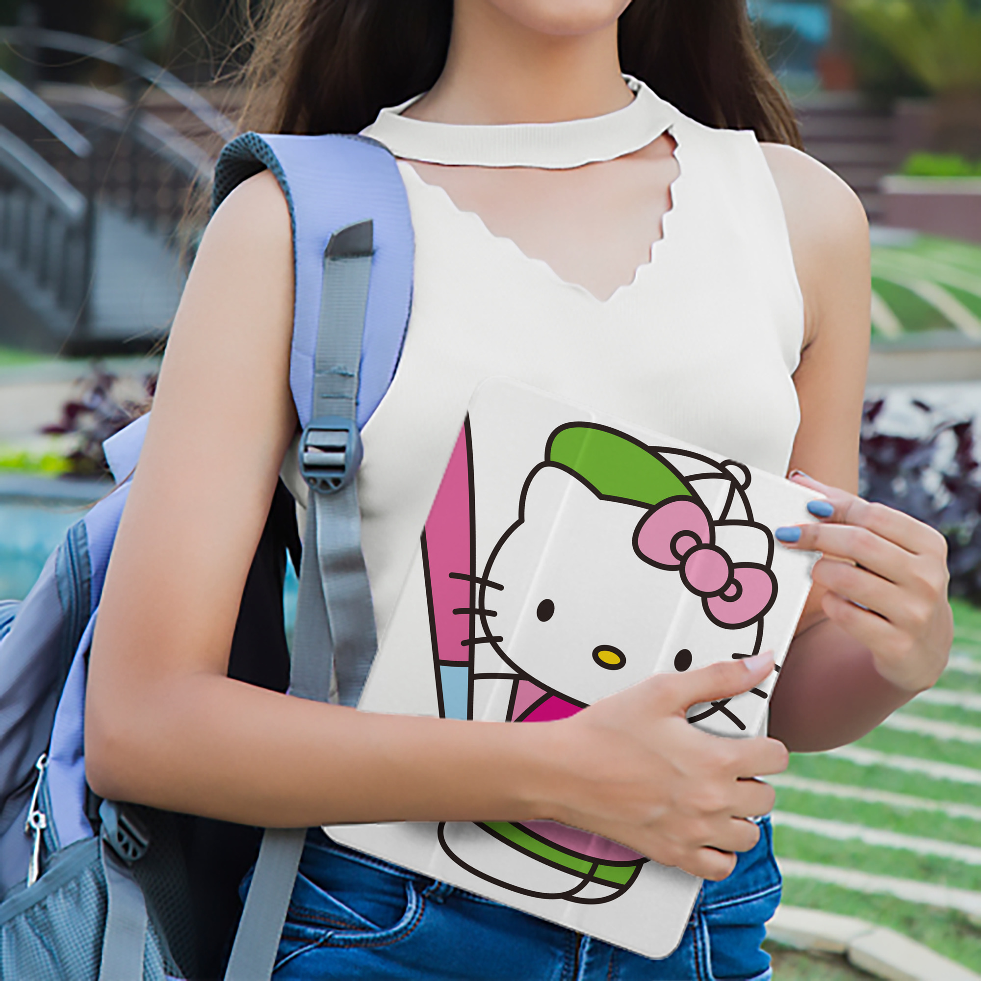 Hello Kitty ハローキティ IPad ケース ペン収納付き 三つ折りスタンド PUレザー×シリコン 対応機種9.5/10.5/10.9インチ
