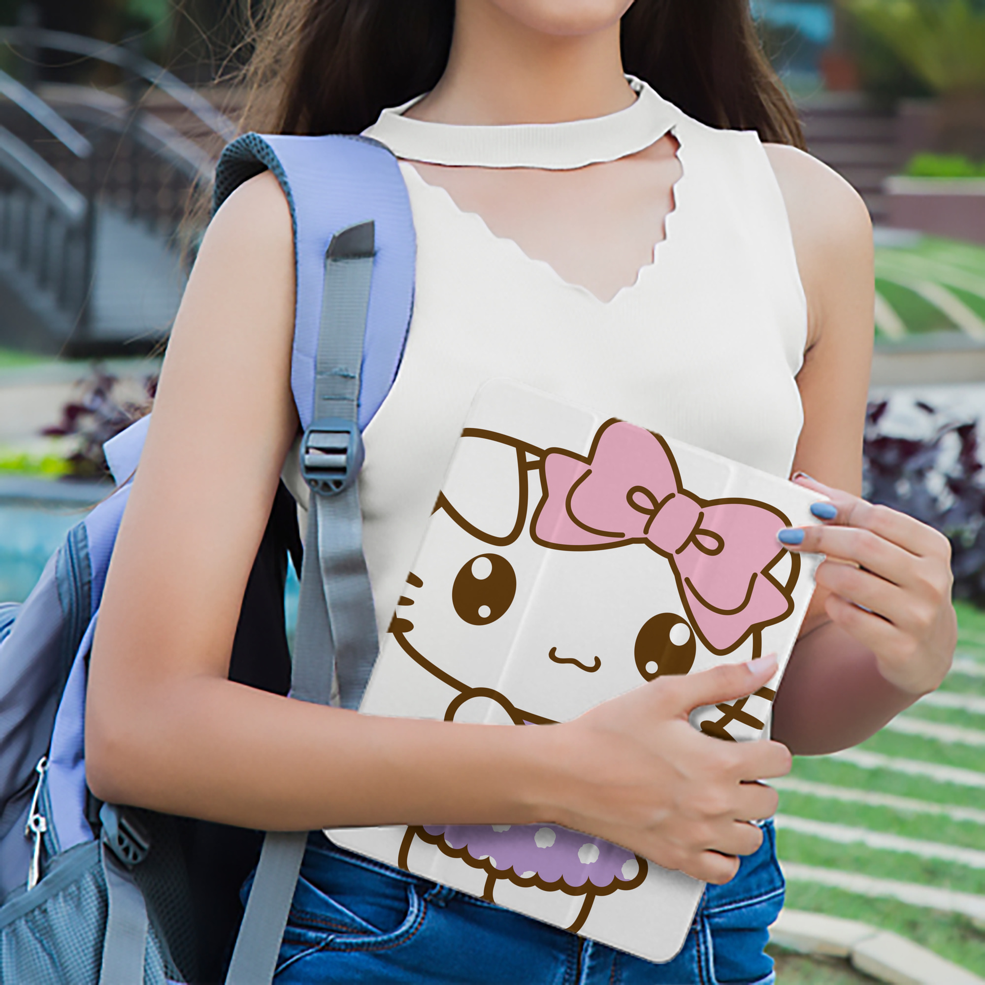 Hello Kitty ハローキティ IPad ケース ペン収納付き 三つ折りスタンド PUレザー×シリコン 対応機種9.5/10.5/10.9インチ
