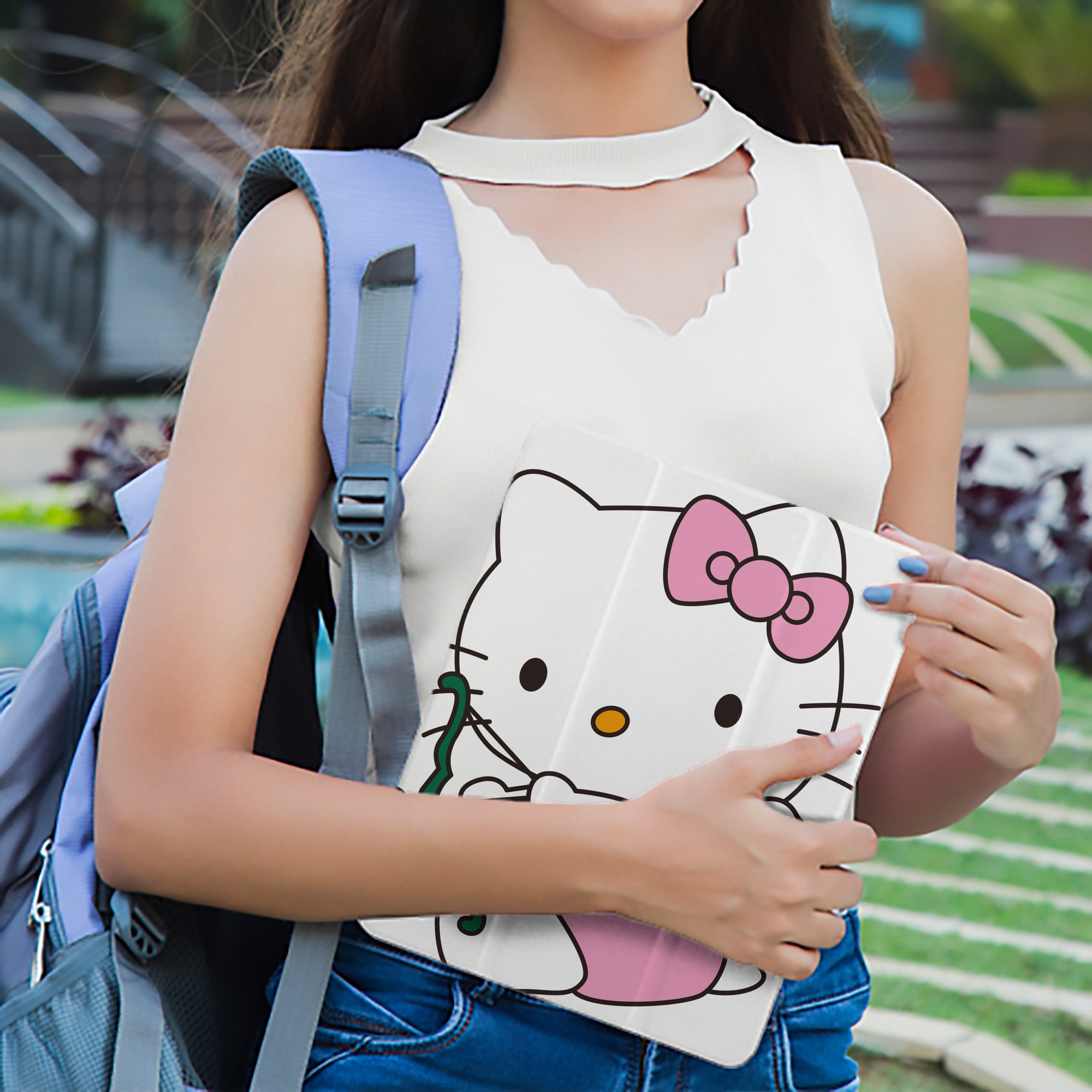 Hello Kitty ハローキティ IPad ケース ペン収納付き 三つ折りスタンド PUレザー×シリコン 対応機種9.5/10.5/10.9インチ