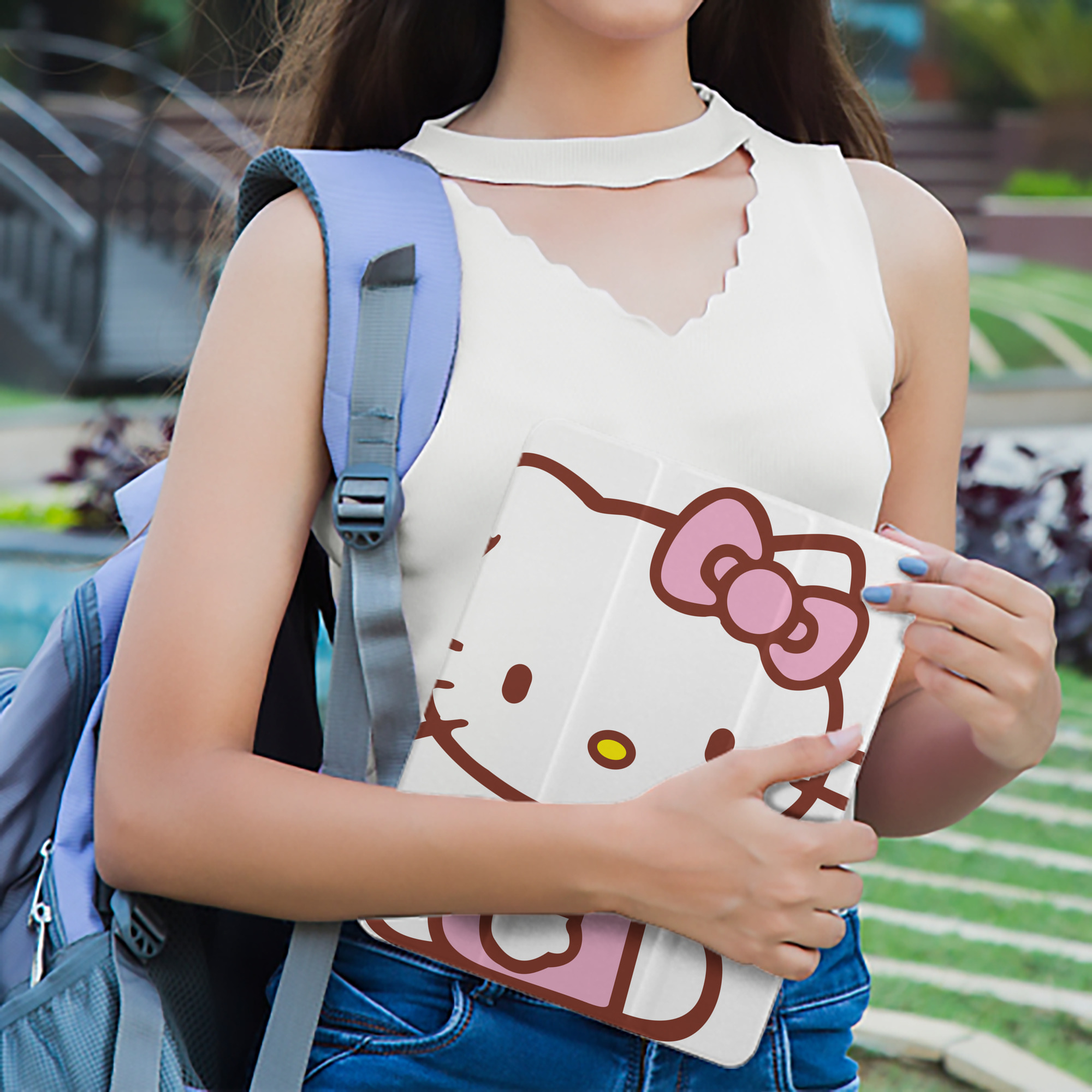 Hello Kitty ハローキティ IPad ケース ペン収納付き 三つ折りスタンド PUレザー×シリコン 対応機種9.5/10.5/10.9インチ