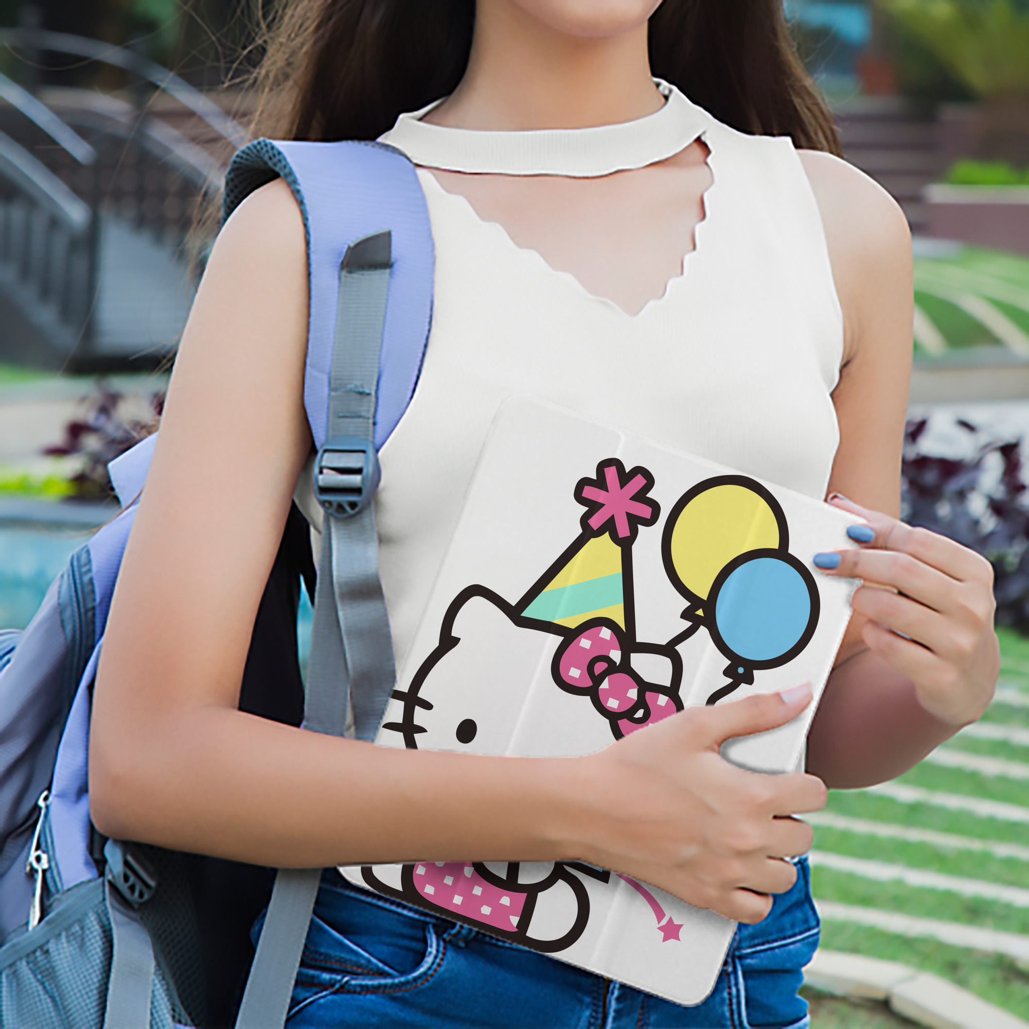 Hello Kitty ハローキティ IPad ケース ペン収納付き 三つ折りスタンド PUレザー×シリコン 対応機種9.5/10.5/10.9インチ