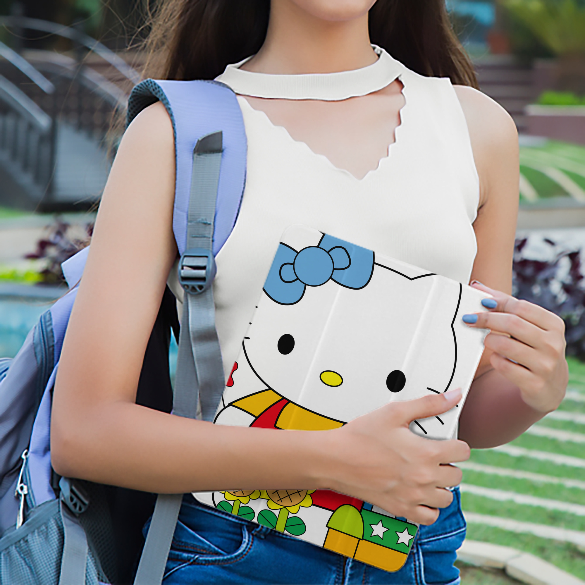 Hello Kitty ハローキティ IPad ケース ペン収納付き 三つ折りスタンド PUレザー×シリコン 対応機種9.5/10.5/10.9インチ