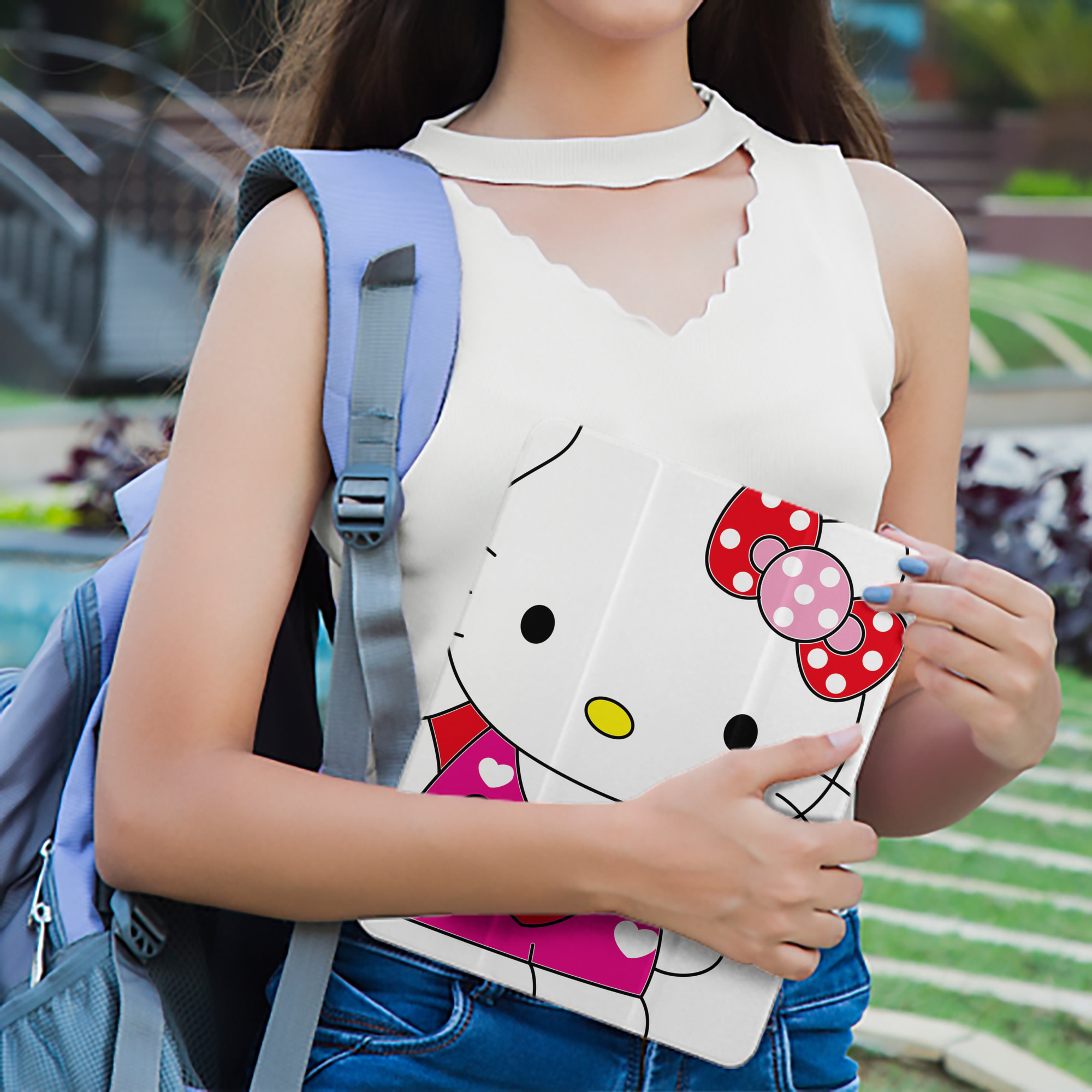 Hello Kitty ハローキティ IPad ケース ペン収納付き 三つ折りスタンド PUレザー×シリコン 対応機種9.5/10.5/10.9インチ