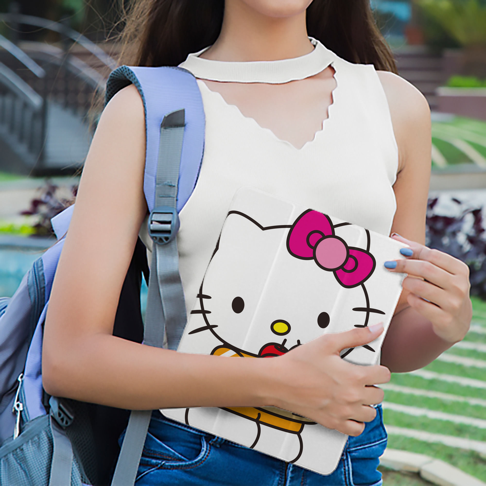 Hello Kitty ハローキティ IPad ケース ペン収納付き 三つ折りスタンド PUレザー×シリコン 対応機種9.5/10.5/10.9インチ