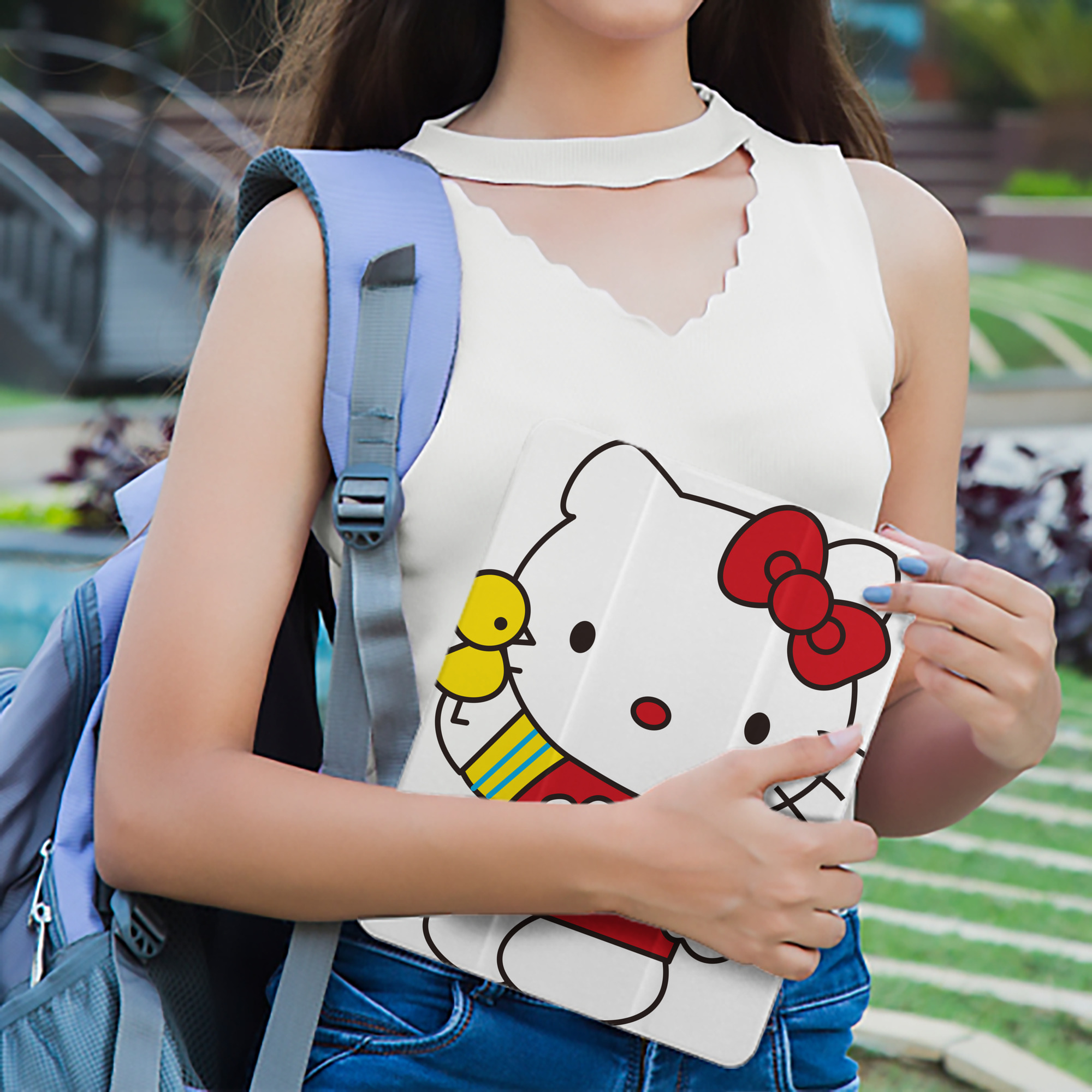 Hello Kitty ハローキティ IPad ケース ペン収納付き 三つ折りスタンド PUレザー×シリコン 対応機種9.5/10.5/10.9インチ