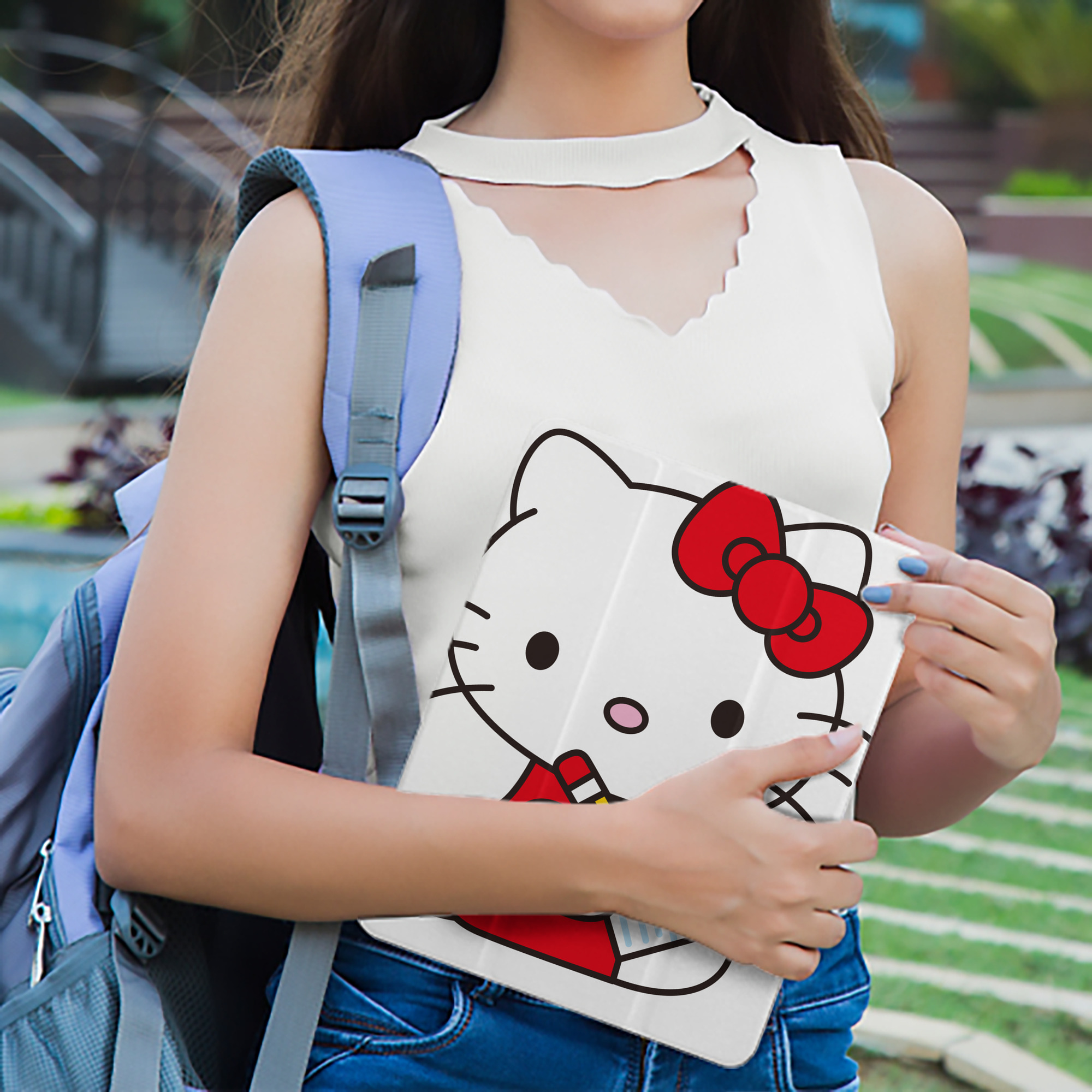 Hello Kitty ハローキティ IPad ケース ペン収納付き 三つ折りスタンド PUレザー×シリコン 対応機種9.5/10.5/10.9インチ