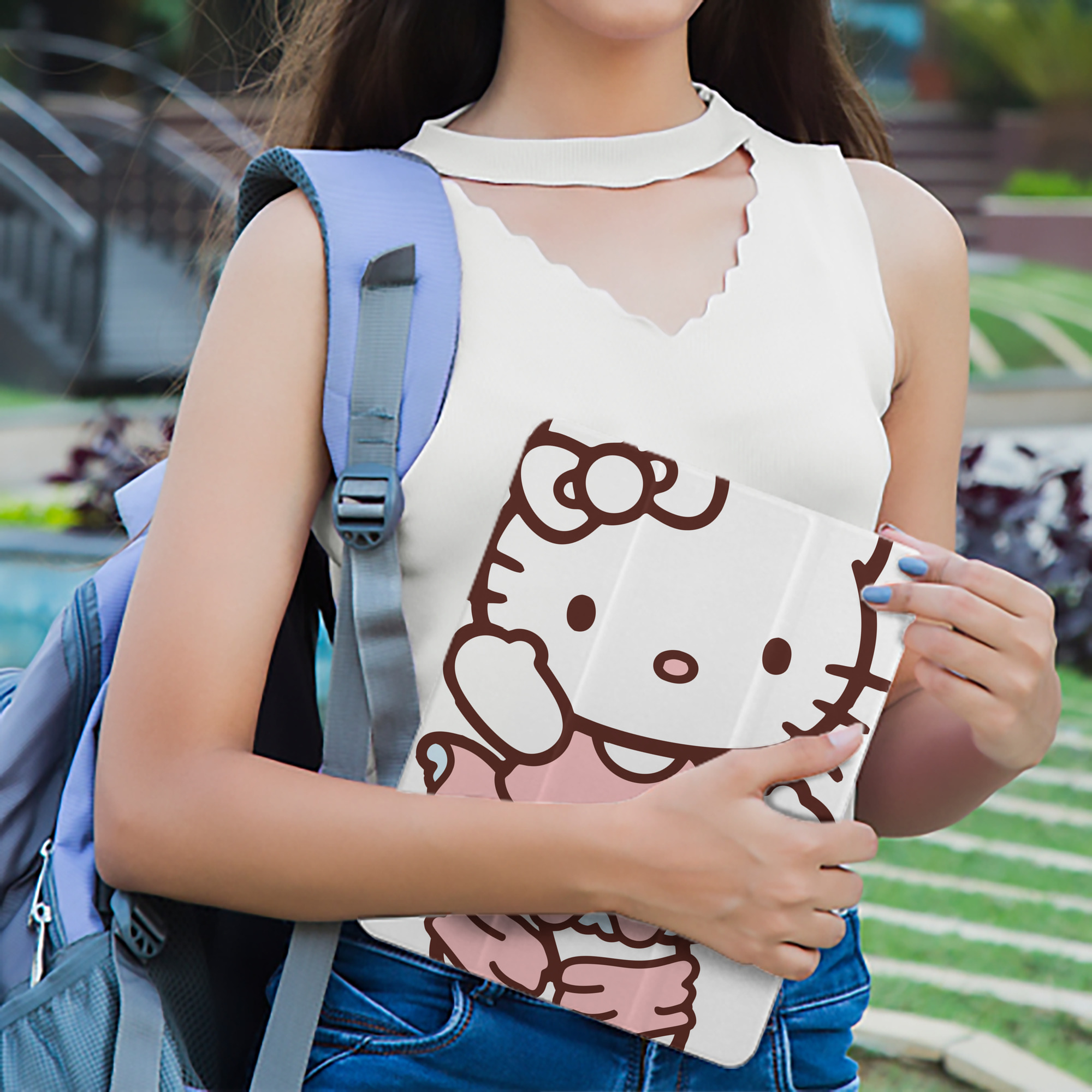 Hello Kitty ハローキティ IPad ケース ペン収納付き 三つ折りスタンド PUレザー×シリコン 対応機種9.5/10.5/10.9インチ