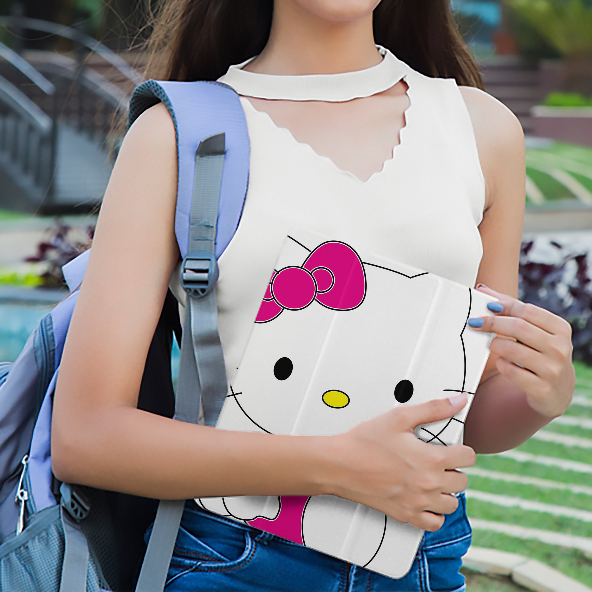 Hello Kitty ハローキティ IPad ケース ペン収納付き 三つ折りスタンド PUレザー×シリコン 対応機種9.5/10.5/10.9インチ