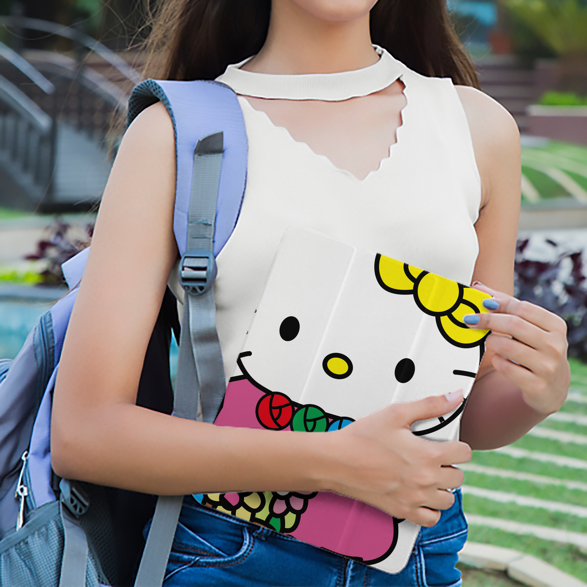 Hello Kitty ハローキティ IPad ケース ペン収納付き 三つ折りスタンド PUレザー×シリコン 対応機種9.5/10.5/10.9インチ