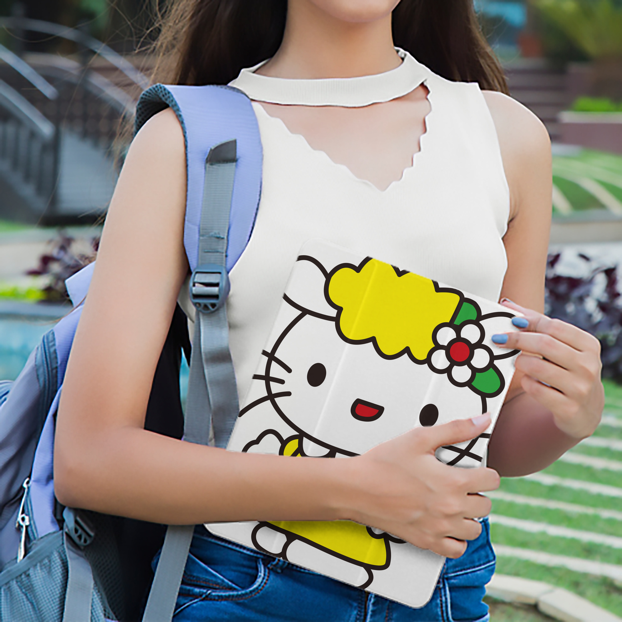 Hello Kitty ハローキティ IPad ケース ペン収納付き 三つ折りスタンド PUレザー×シリコン 対応機種9.5/10.5/10.9インチ