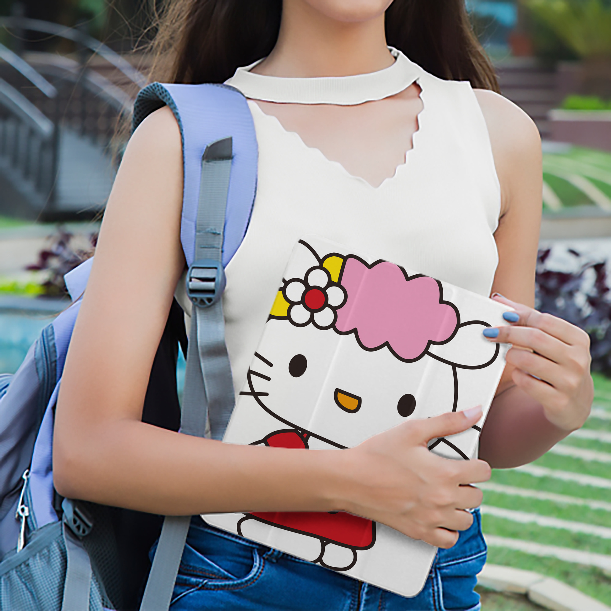 Hello Kitty ハローキティ IPad ケース ペン収納付き 三つ折りスタンド PUレザー×シリコン 対応機種9.5/10.5/10.9インチ
