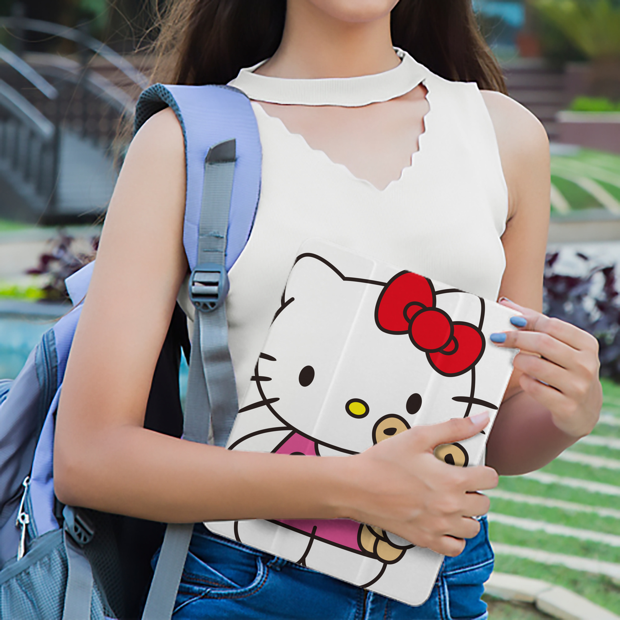 Hello Kitty ハローキティ IPad ケース ペン収納付き 三つ折りスタンド PUレザー×シリコン 対応機種9.5/10.5/10.9インチ