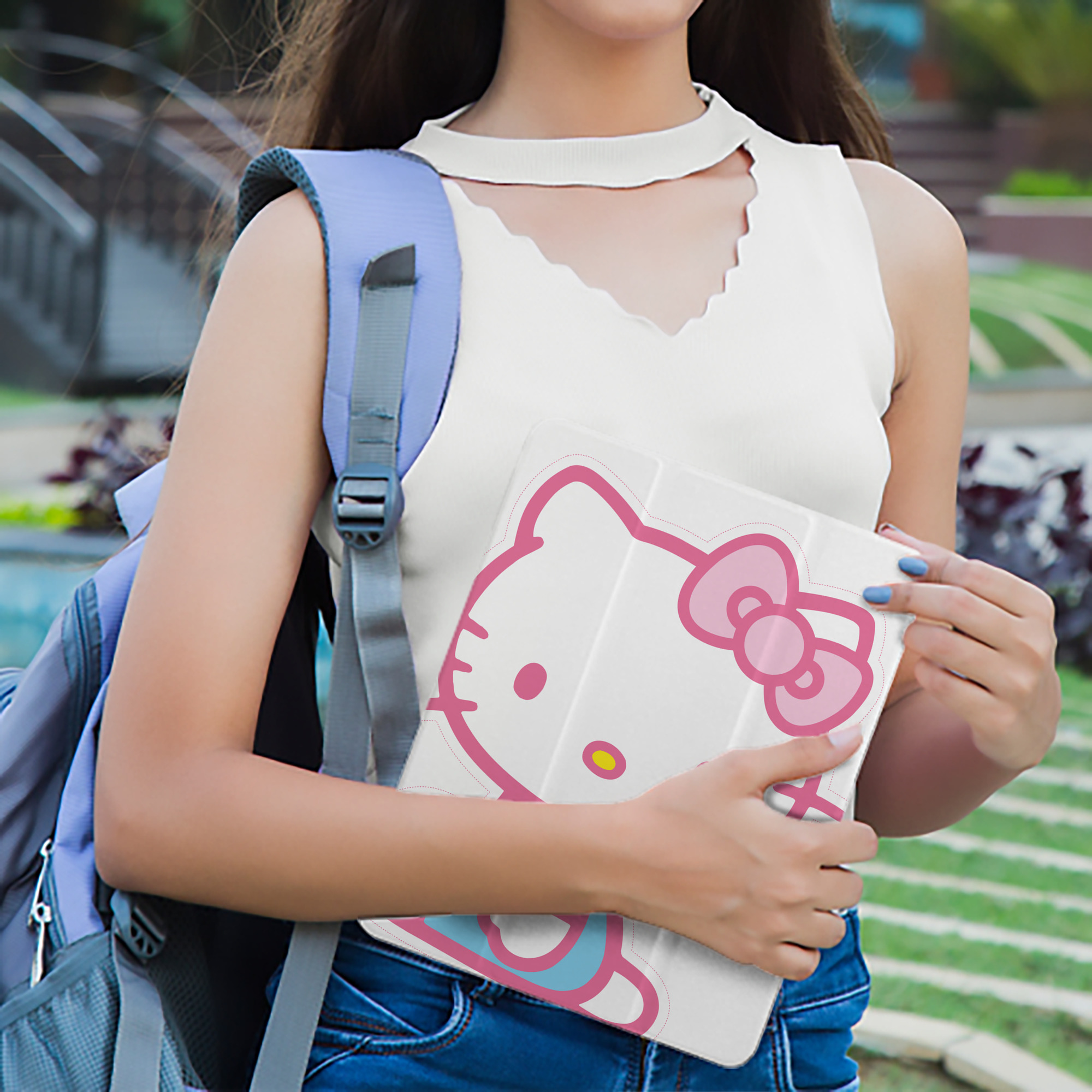 Hello Kitty ハローキティ IPad ケース ペン収納付き 三つ折りスタンド PUレザー×シリコン 対応機種9.5/10.5/10.9インチ