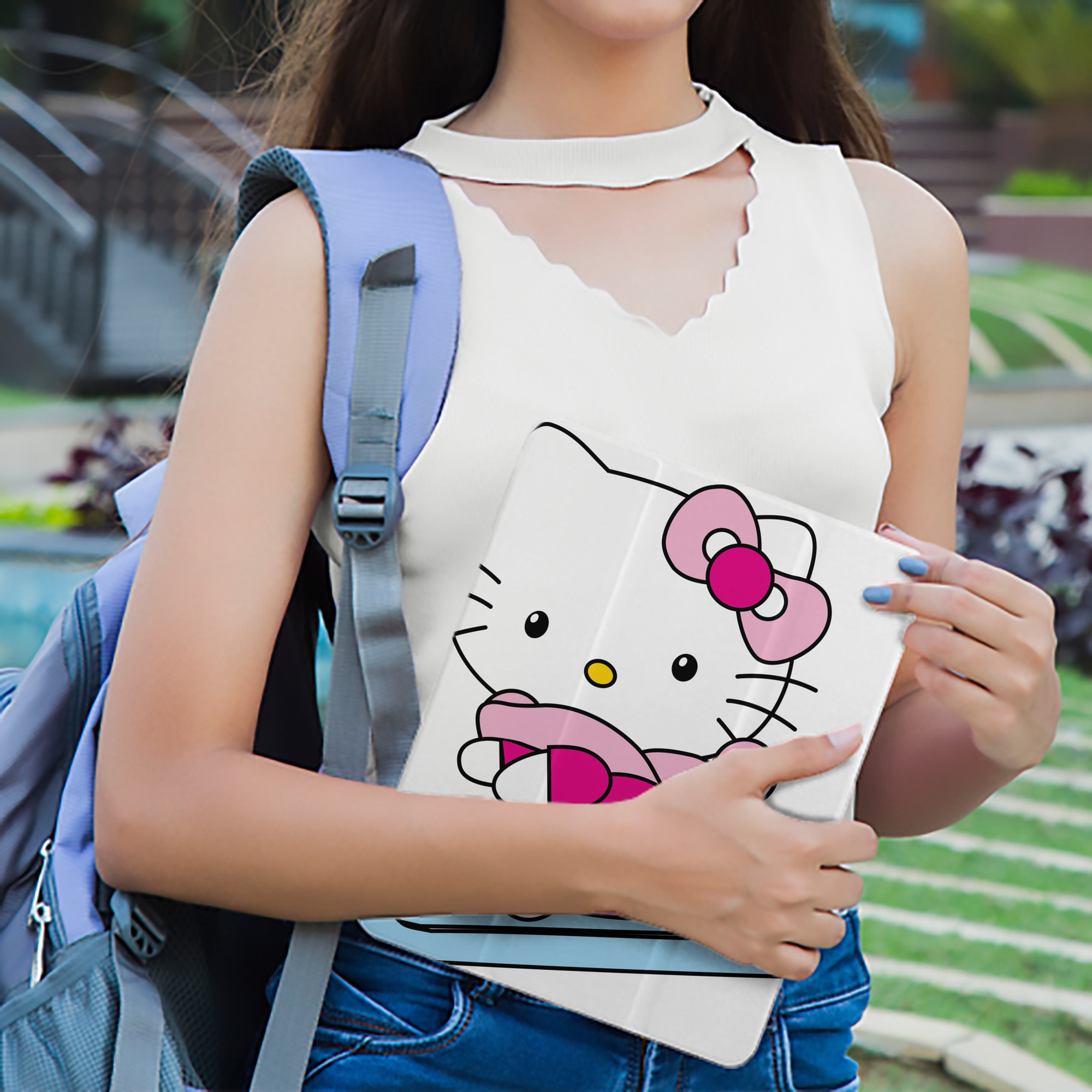 Hello Kitty ハローキティ IPad ケース ペン収納付き 三つ折りスタンド PUレザー×シリコン 対応機種9.5/10.5/10.9インチ