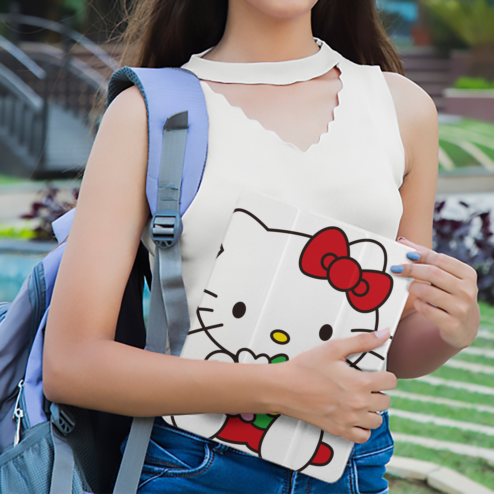 Hello Kitty ハローキティ IPad ケース ペン収納付き 三つ折りスタンド PUレザー×シリコン 対応機種9.5/10.5/10.9インチ