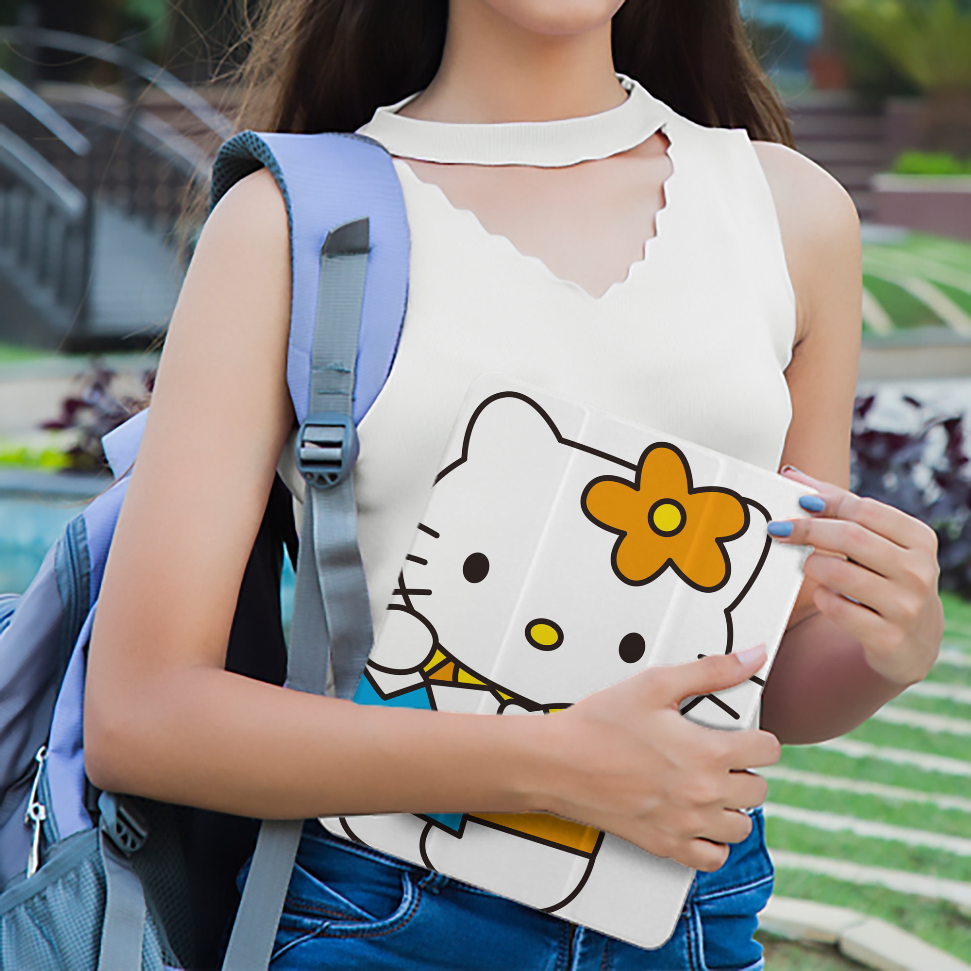 Hello Kitty ハローキティ IPad ケース ペン収納付き 三つ折りスタンド PUレザー×シリコン 対応機種9.5/10.5/10.9インチ