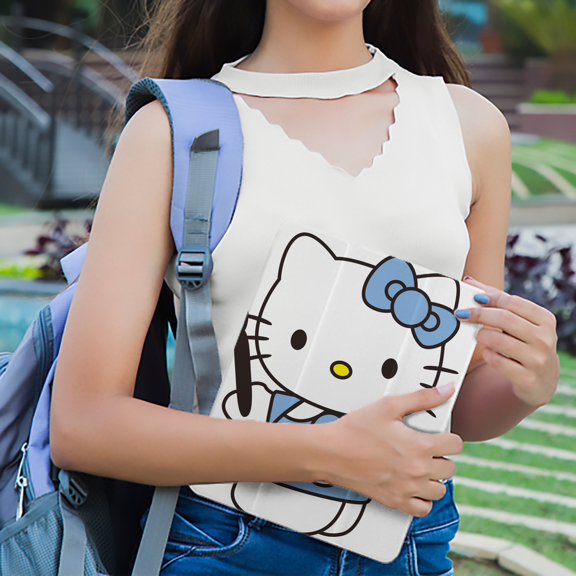 Hello Kitty ハローキティ IPad ケース ペン収納付き 三つ折りスタンド PUレザー×シリコン 対応機種9.5/10.5/10.9インチ