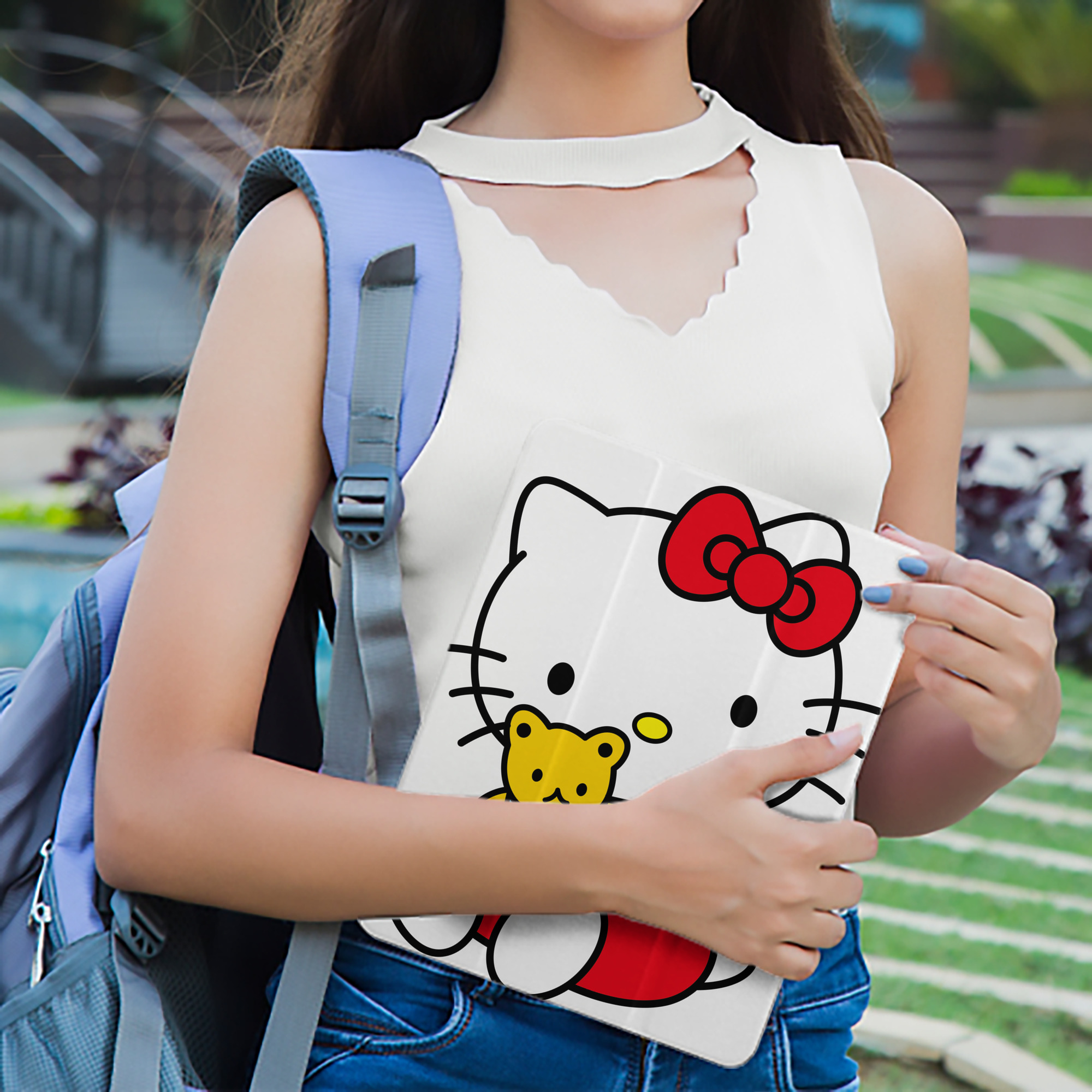 Hello Kitty ハローキティ IPad ケース ペン収納付き 三つ折りスタンド PUレザー×シリコン 対応機種9.5/10.5/10.9インチ