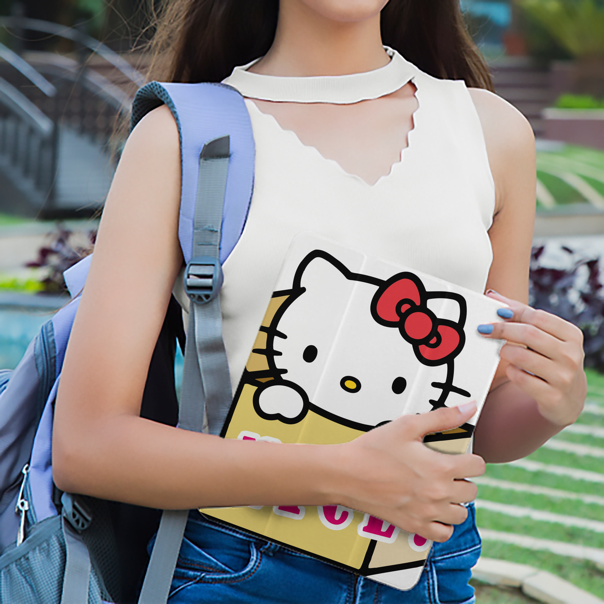 Hello Kitty ハローキティ IPad ケース ペン収納付き 三つ折りスタンド PUレザー×シリコン 対応機種9.5/10.5/10.9インチ