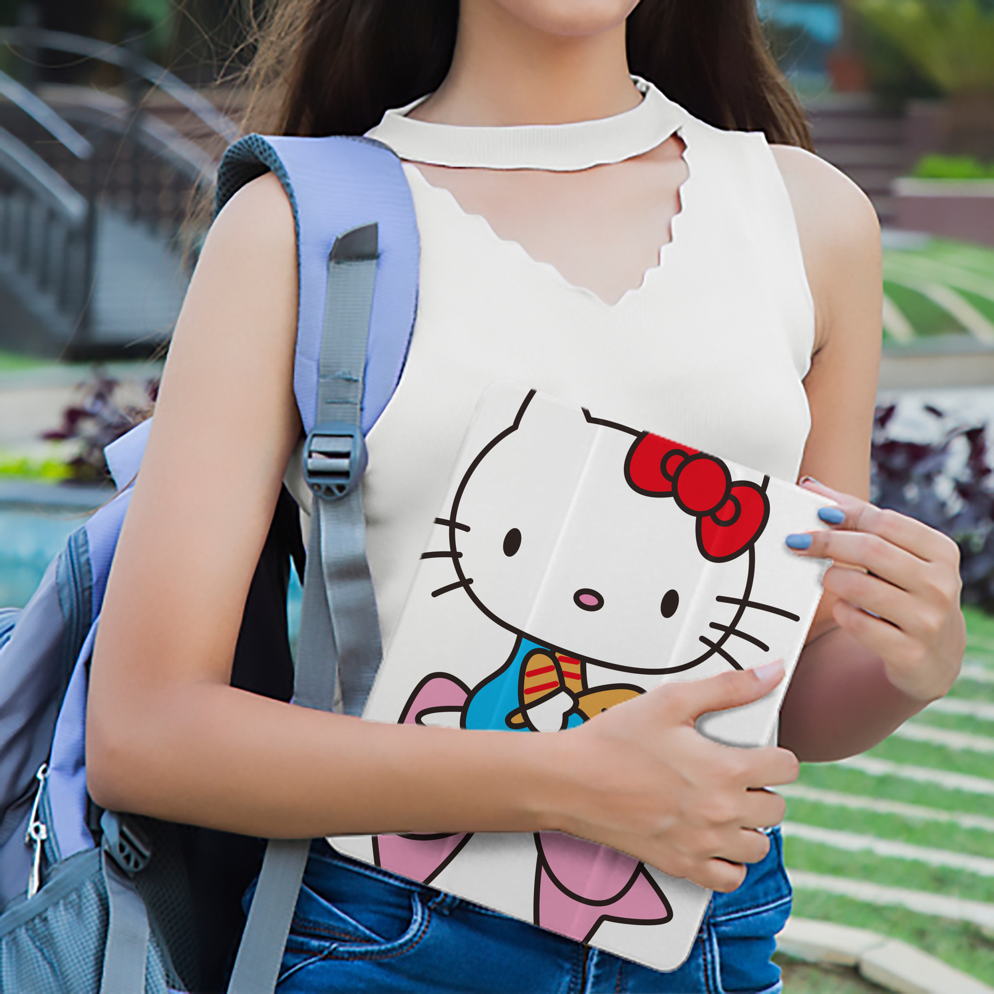 Hello Kitty ハローキティ IPad ケース ペン収納付き 三つ折りスタンド PUレザー×シリコン 対応機種9.5/10.5/10.9インチ