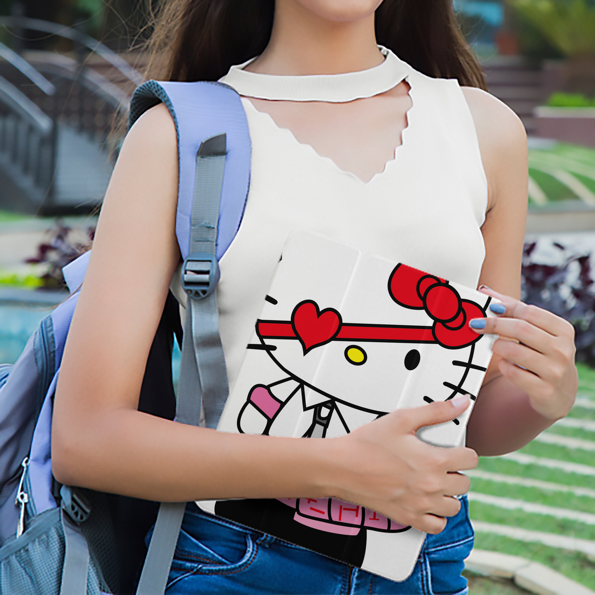 Hello Kitty ハローキティ IPad ケース ペン収納付き 三つ折りスタンド PUレザー×シリコン 対応機種9.5/10.5/10.9インチ